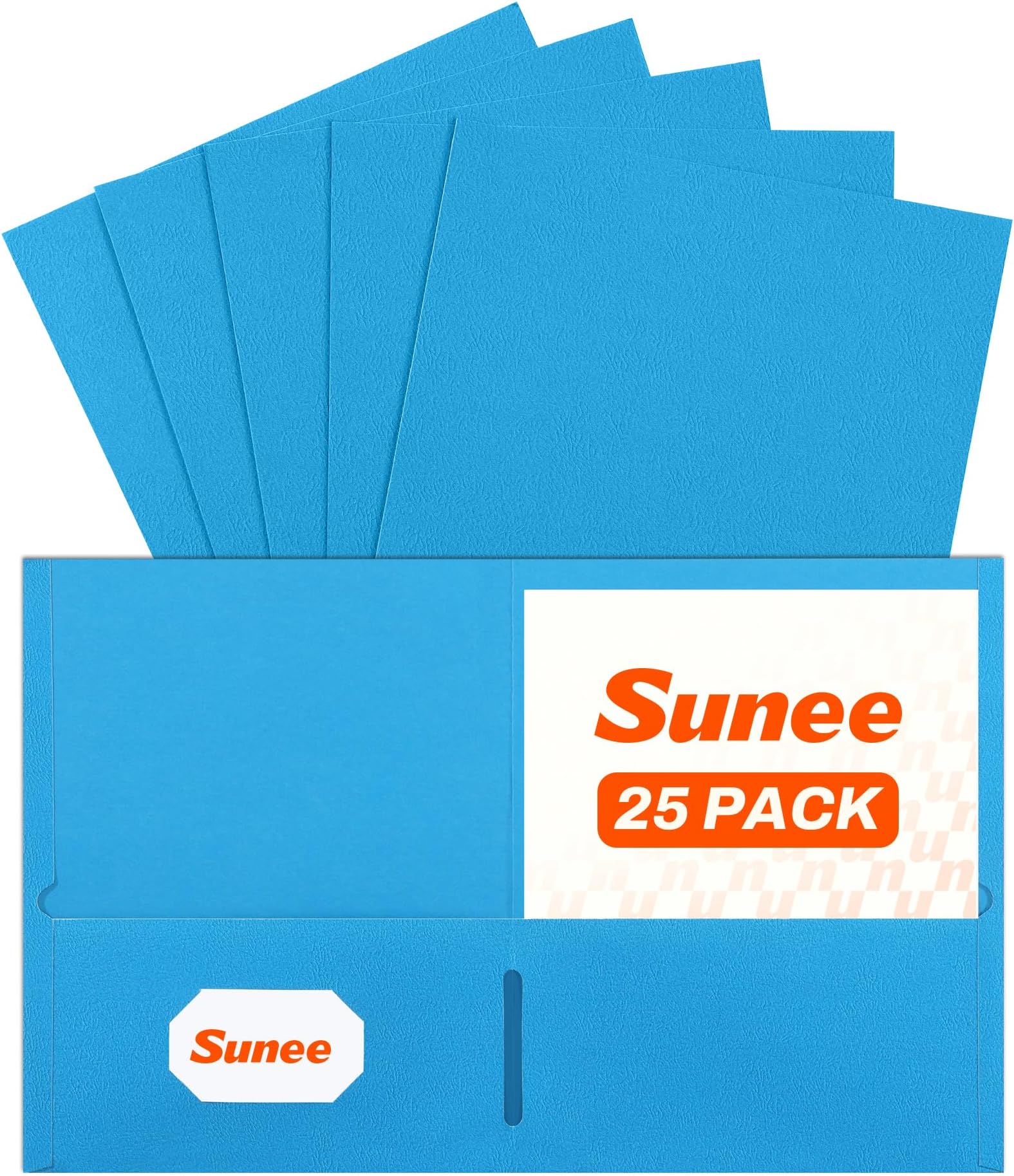 SUNEE Folders with Pockets(25 Pack, Blue), 2 Pocket Folders Fit Letter Size Paper, Paper File Folder for School Office Home Business