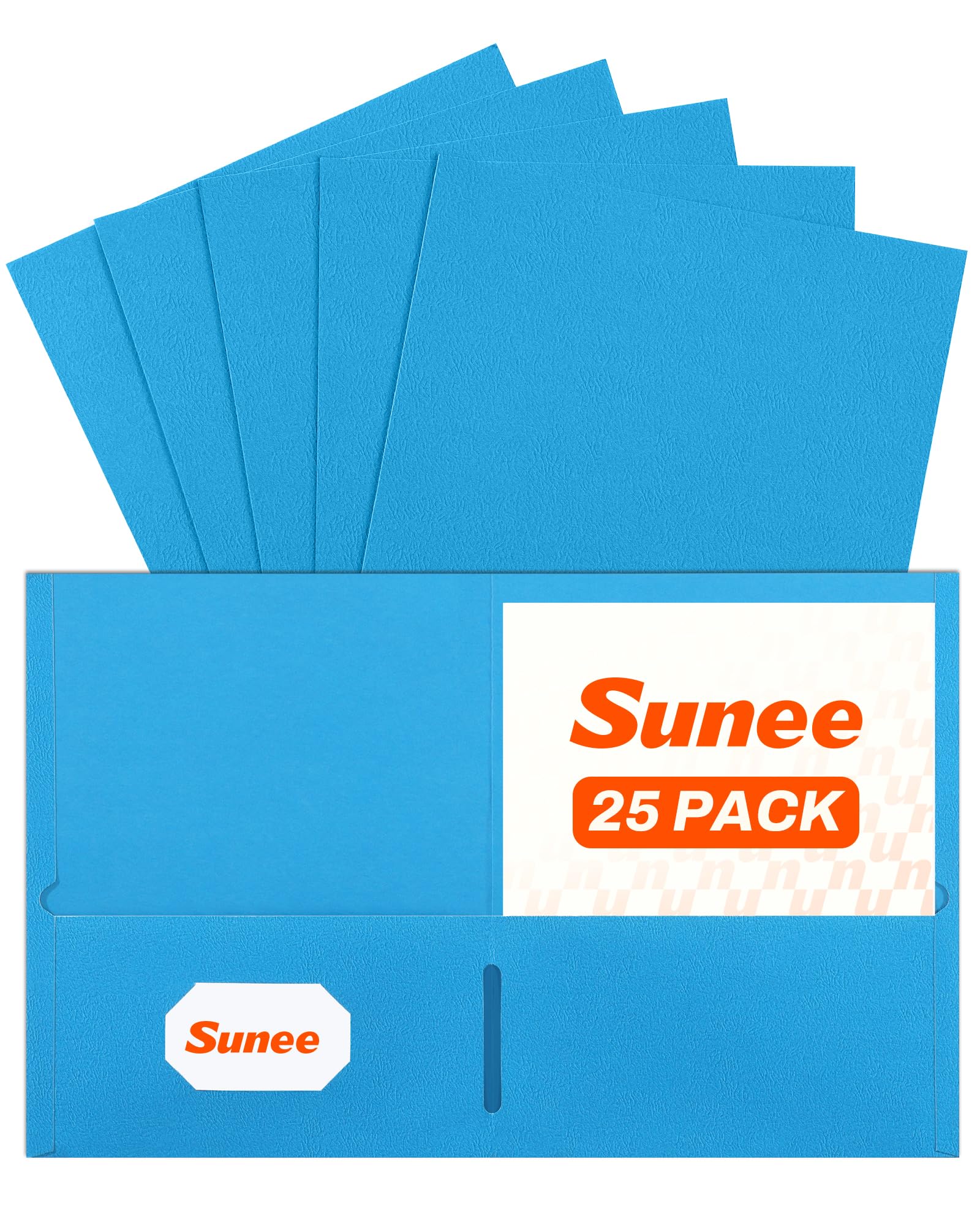 SUNEE Folders with Pockets(25 Pack, Blue), 2 Pocket Folders Fit Letter Size Paper, Paper File Folder for School Office Home Business