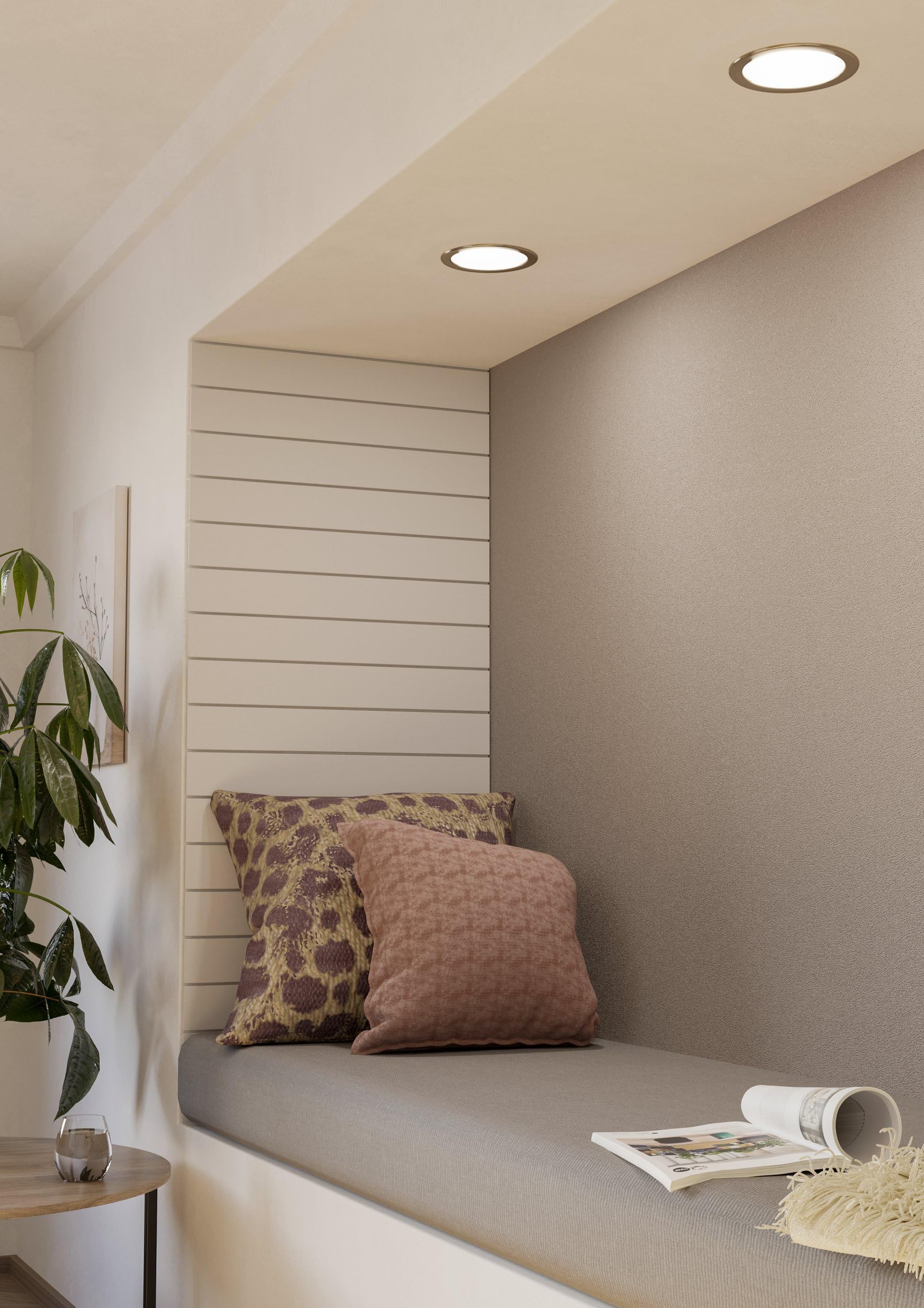 Eglo LED spot encastrable Fueva 5, Ø 16,6 cm, spot LED en acier avec surface lumineuse en plastique, encastré nickel mat, blanc, faible profondeur 26 mm, lumière blanc neutre
