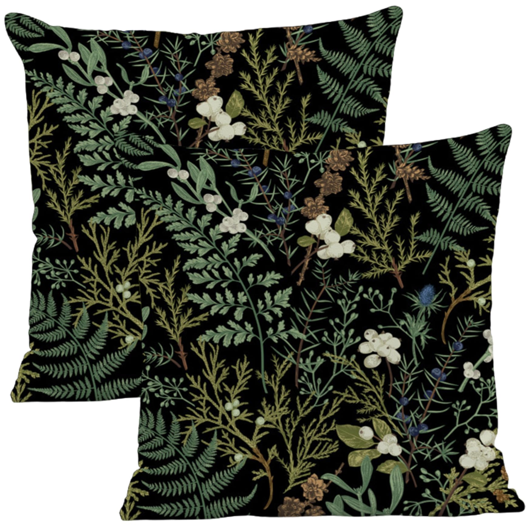 Housses de coussin botanique de haute qualité vert sauge 45x45 cm pour intérieur raffiné
