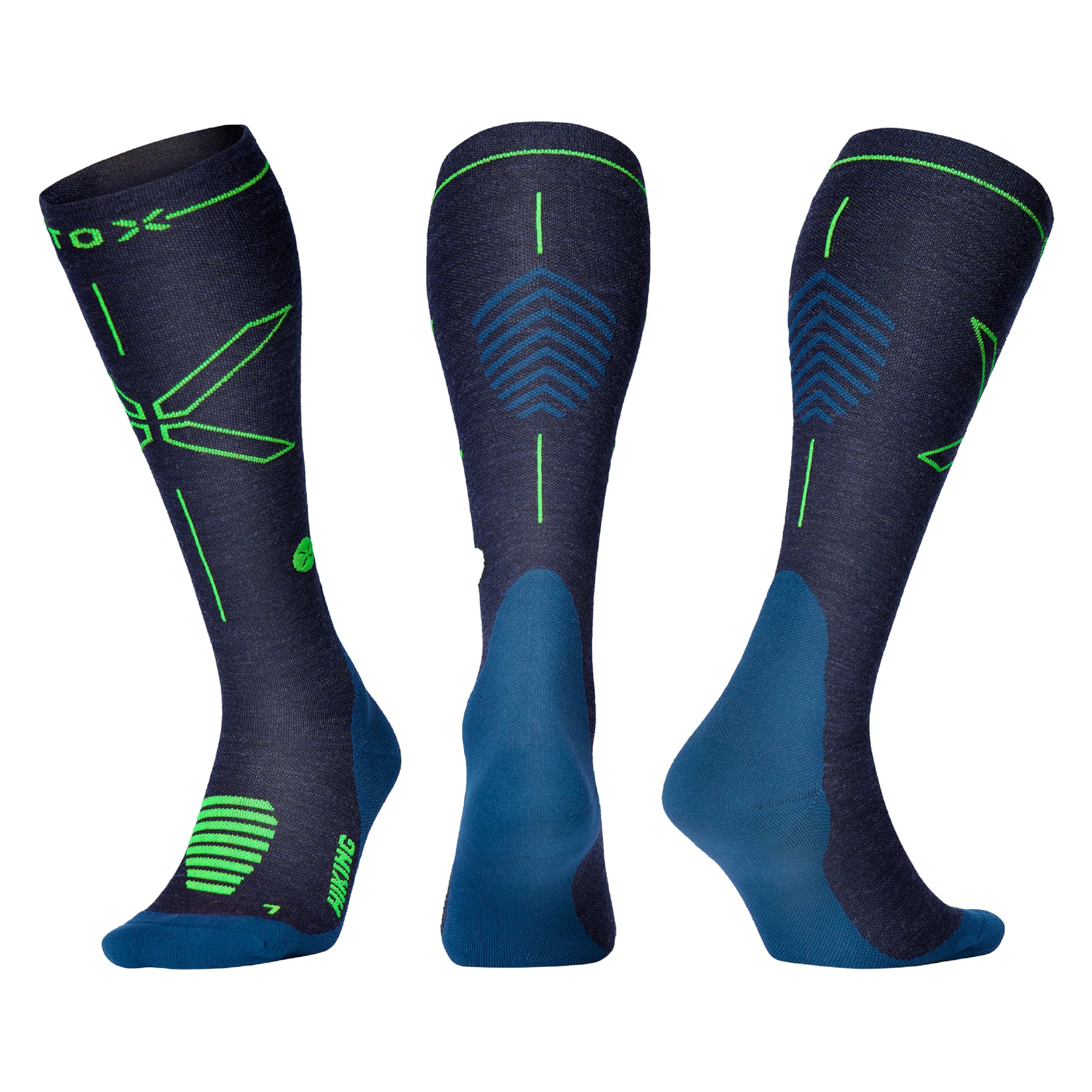 STOX Energy Socks, Calze Trekking Uomo, Classe di Compressione 23-32 mmHg, Escursionismo, Calze a Compressione, Lana Merino, Outdoor, Hiking, Calze di Supporto, Calze Antitrombo, Calzini Trekking