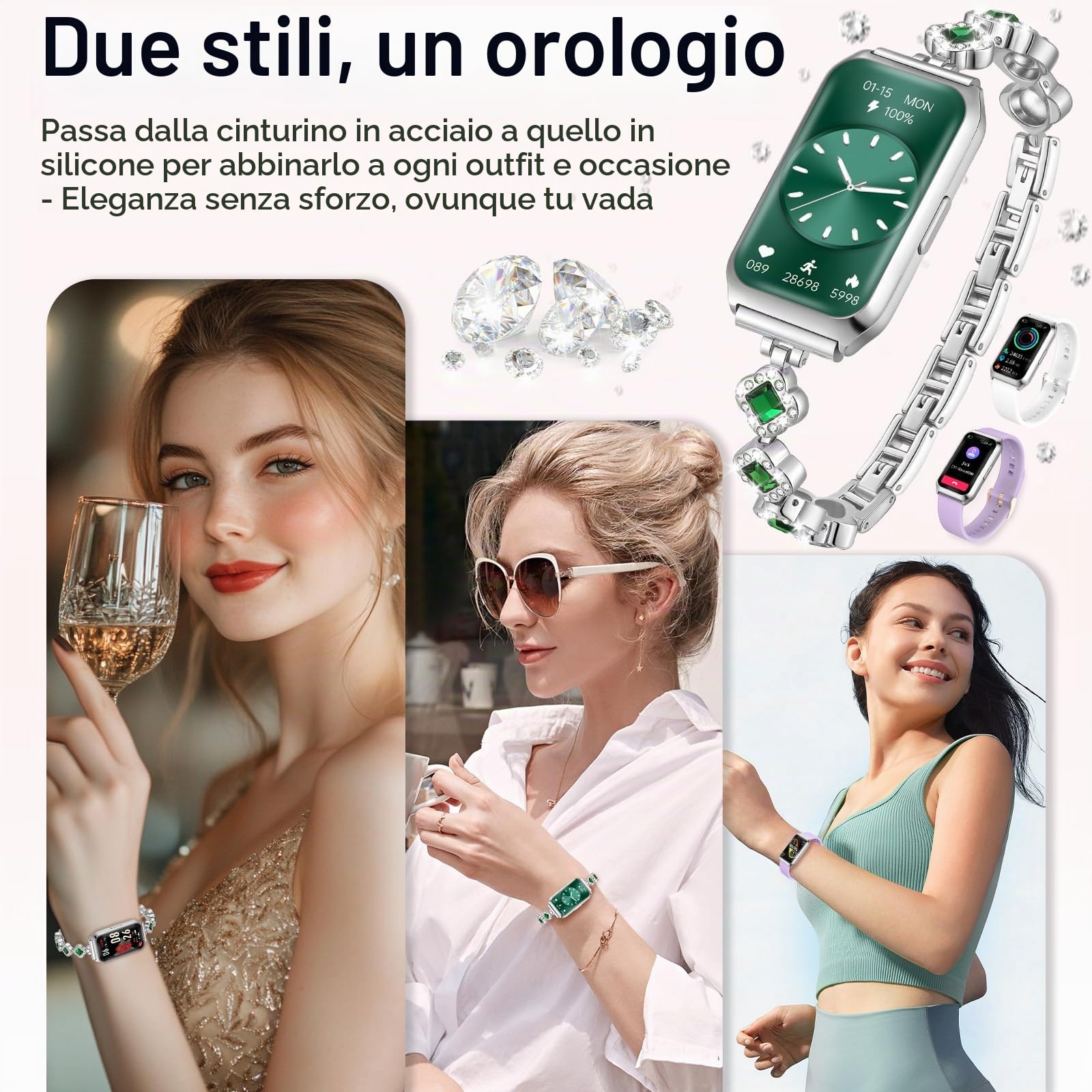 Smartwatch Donna, 1.47" Orologio Fitness Modalità Sport, Monitoraggio del Sonno Contapassi Cardio SpO2 Calorie Activity Tracker Impermeabile per Android iOS