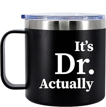 Panvola Its Dr Actually Doctor Gifts Insulated Coffee Mug 14oz With Handle And Lid New PhD Student Graduation Gifts From Mom Dad To Daughter Son Stainless Steel Tumbler Camping Travel Mugs