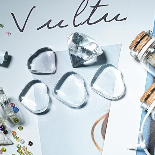 Juego de regalo de 5 piezas de cristales de cuarzo transparente, 4 corazones de piedra con 1 piedra de diamante grande, corazones de piedras