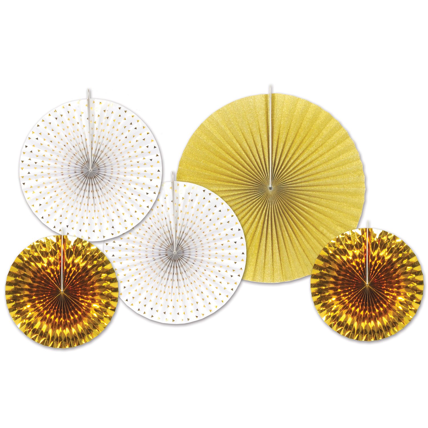Beistle Gold Assorted Paper & Foil Decorative Fans