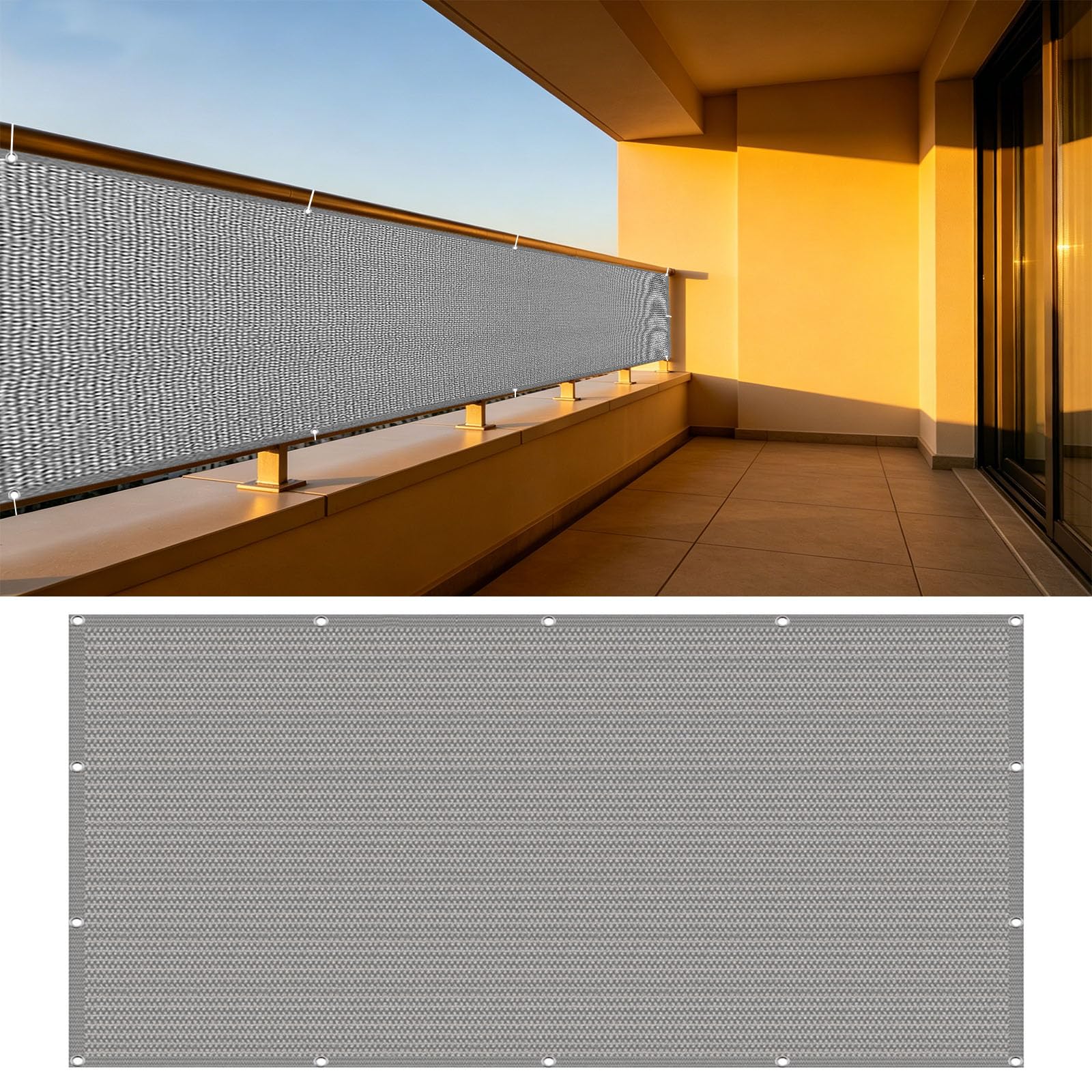 Brise vue balcon extérieur 90x160 cache vue jardin gris avec attaches