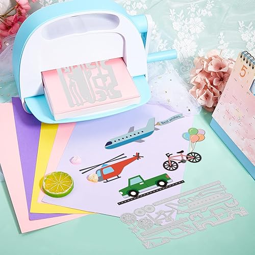 Miniatura 7 de GLOBLELAND Troqueles de corte de transporte para hacer tarjetas, camión, coche, helicóptero, tren, troqueles para bricolaje, álbumes de recortes