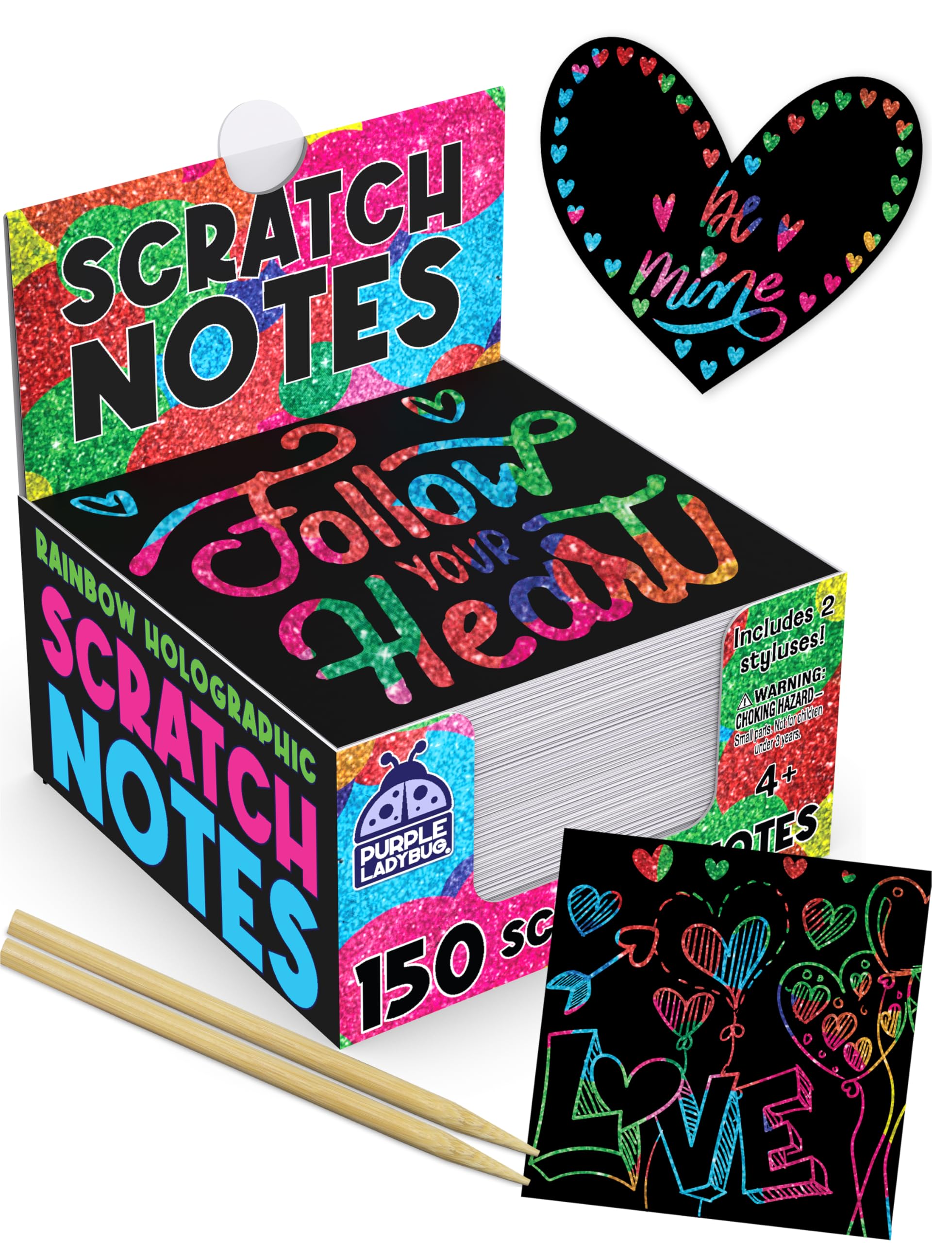 Scratch Art Notes for Kids and Teens - 150 Sheets - Easter Basket Fillers, Kids Arts and Crafts, Birthday Present for Girls and Boys, Creative Girls Stationery (Rainbow Holographic)