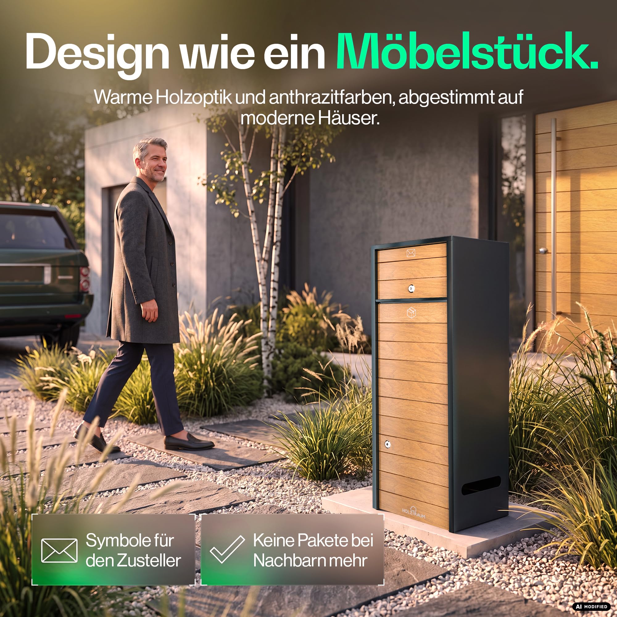 Paketbox, Briefkasten mit Paketfach, Paketbox draußen groß XXL