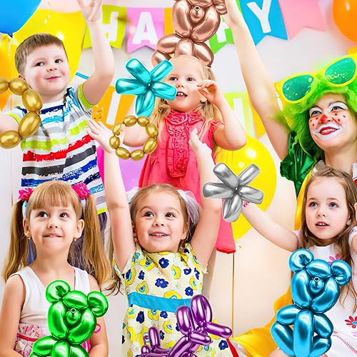Miniatura 7 de 260 globos, 50 globos largos, 260 globos de mezcla de colores metálicos, globos largos para arco de globos, kit de animales de globo, globos para