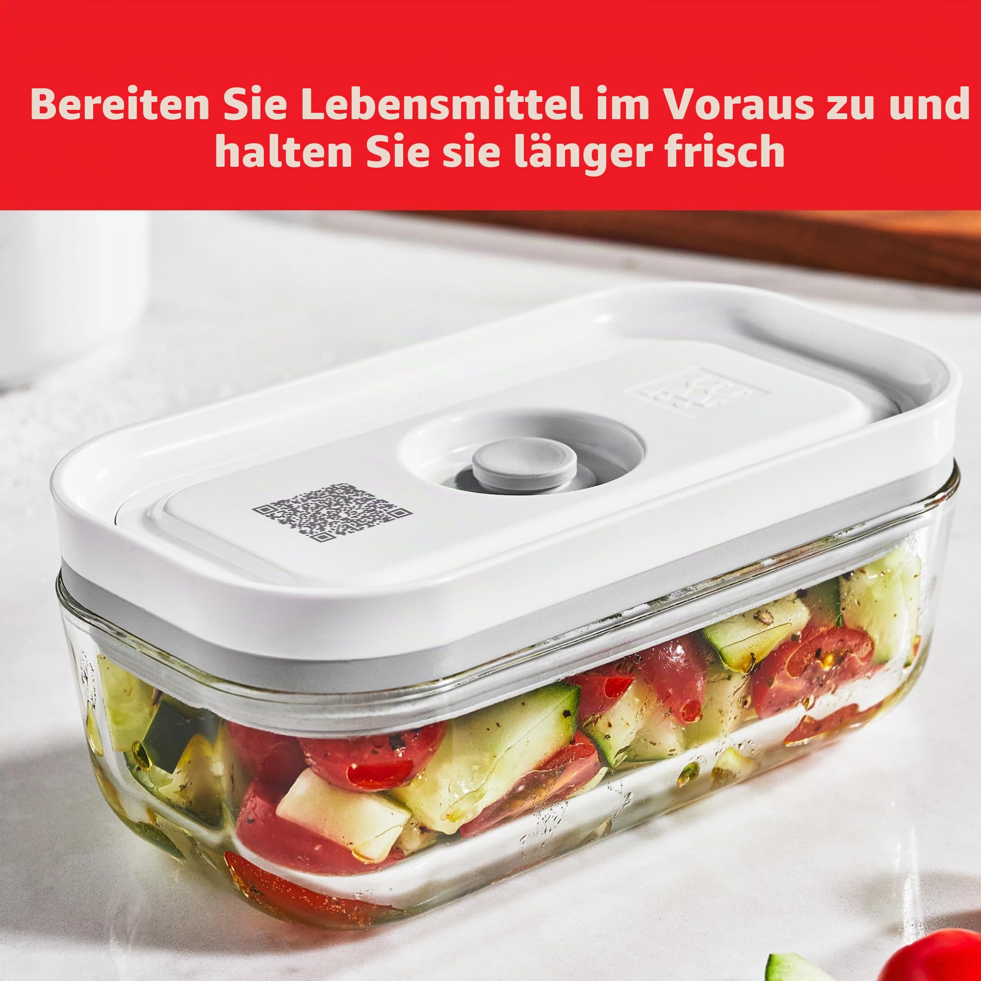 ZWILLING Fresh & Save Vakuumbehälter aus Glas, für Lebensmittel, kleine und große Behälter, 3 Stück