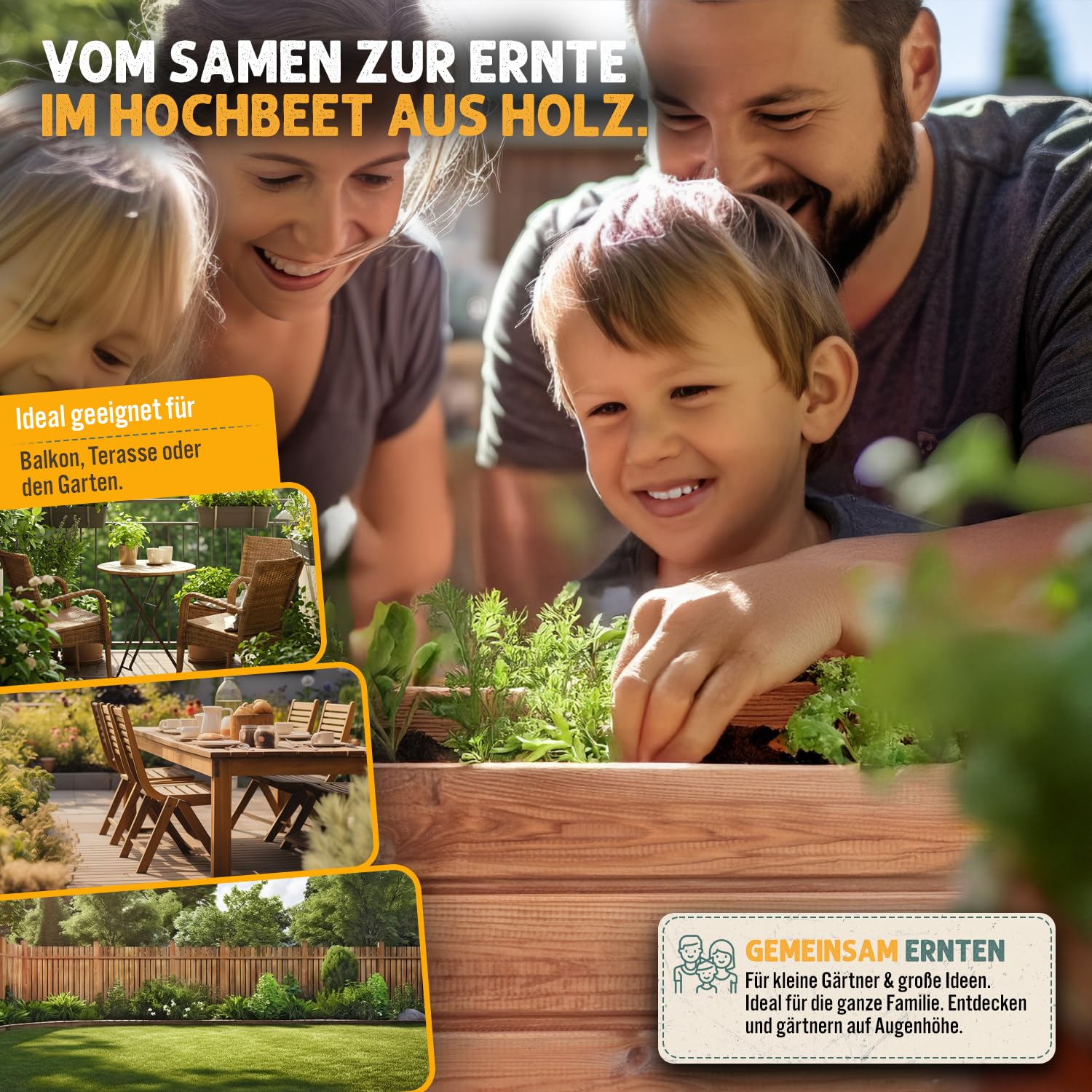 Fepro Fioriera rialzata in legno, 80 x 75 x 36 cm, per giardino, balcone e terrazza, 63 l, con ripiano e tessuto non tessuto, resistente alle intemperie, per verdure e fiori