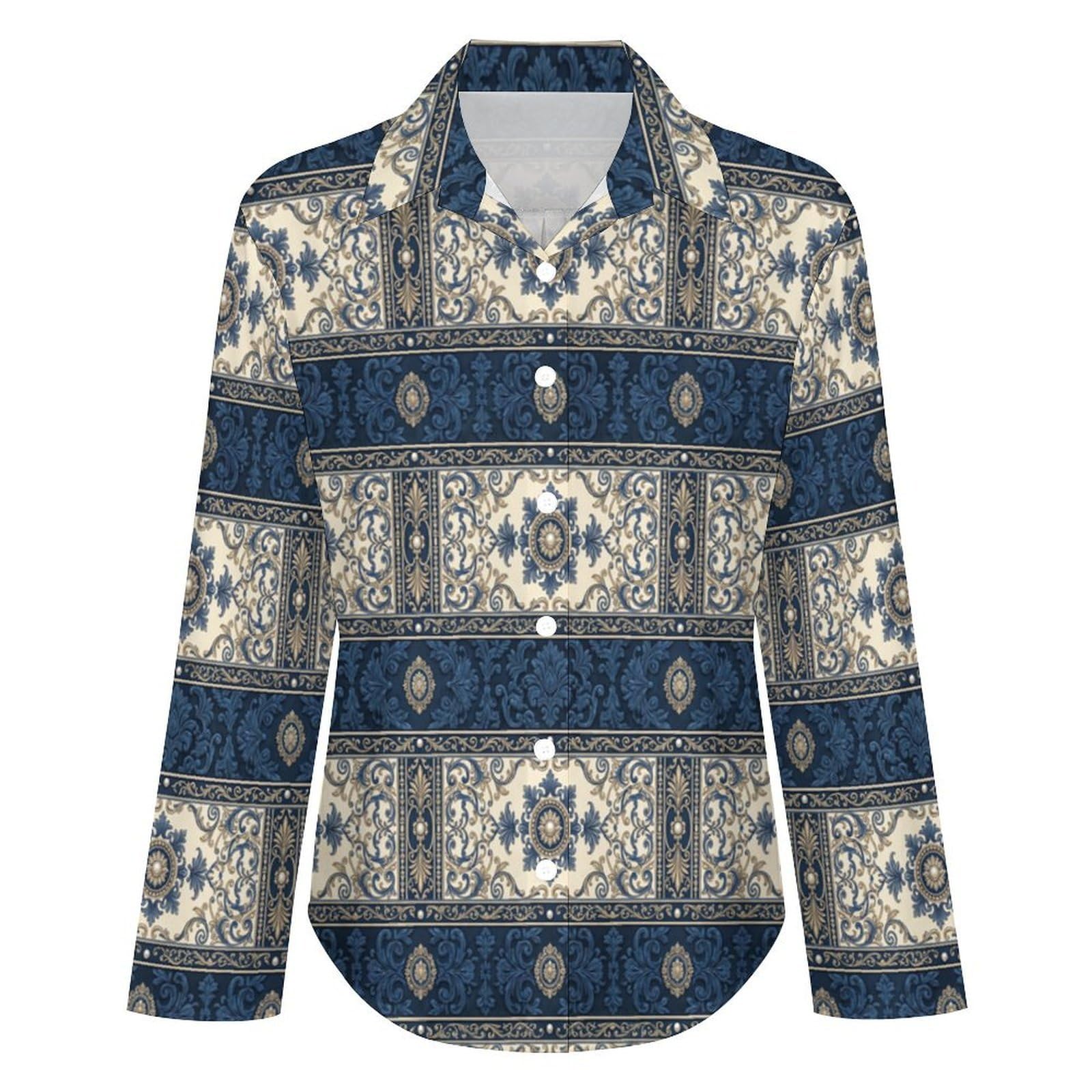 Camicia con Colletto e Modello Etnico Tradizionale Decorativo