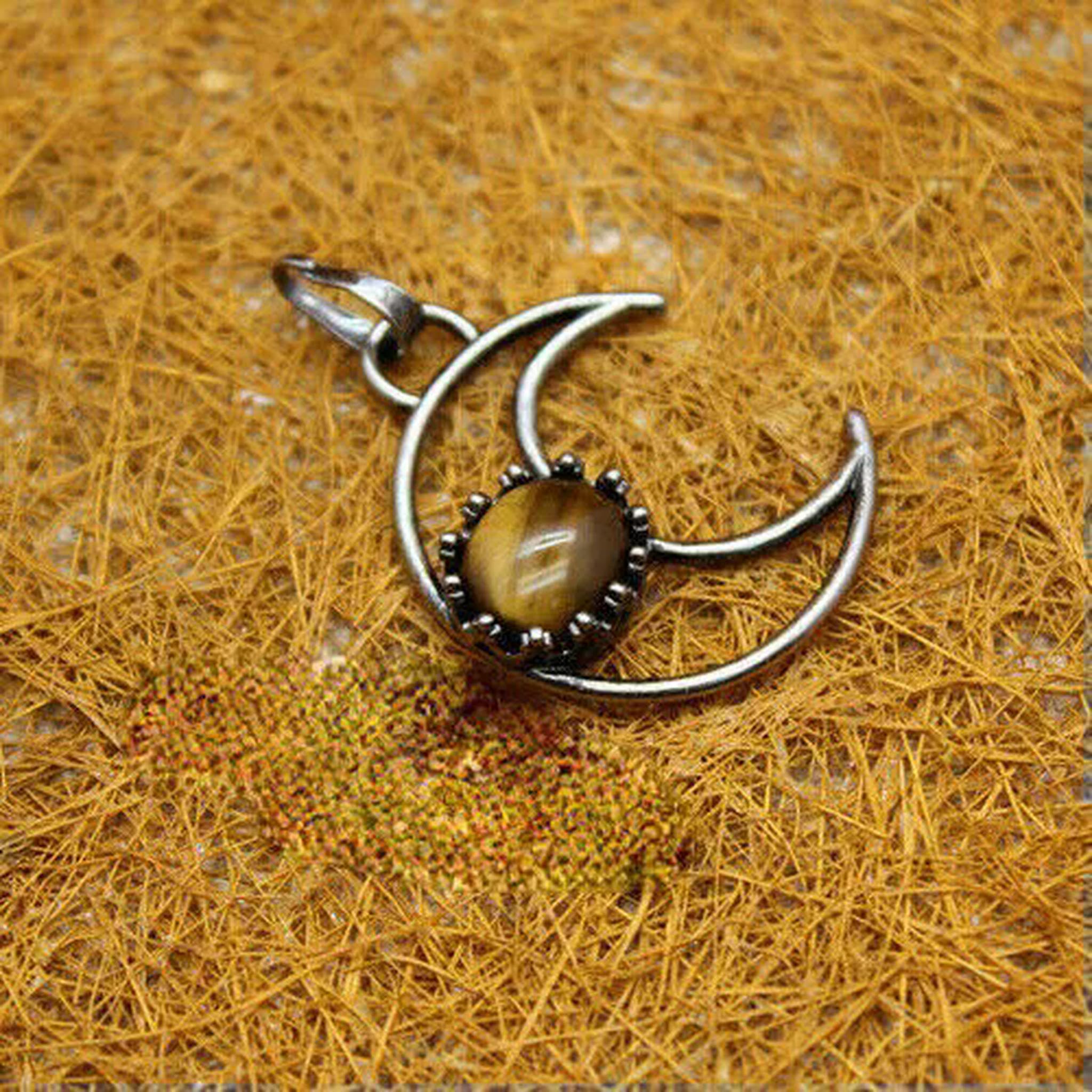 Lot de 20 pendentifs en Pierre Naturelle et Cristal de Quartz en Forme de Lune