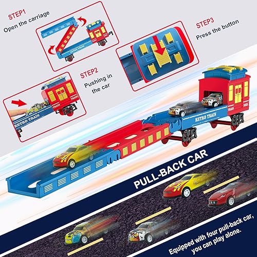 Miniatura 3 de Electric Train Set Christmas Train Toys for Boys with Smokes, Lights and Sound (ON/Off) Rechargeable Train Set Under Christmas Tree, Toddler