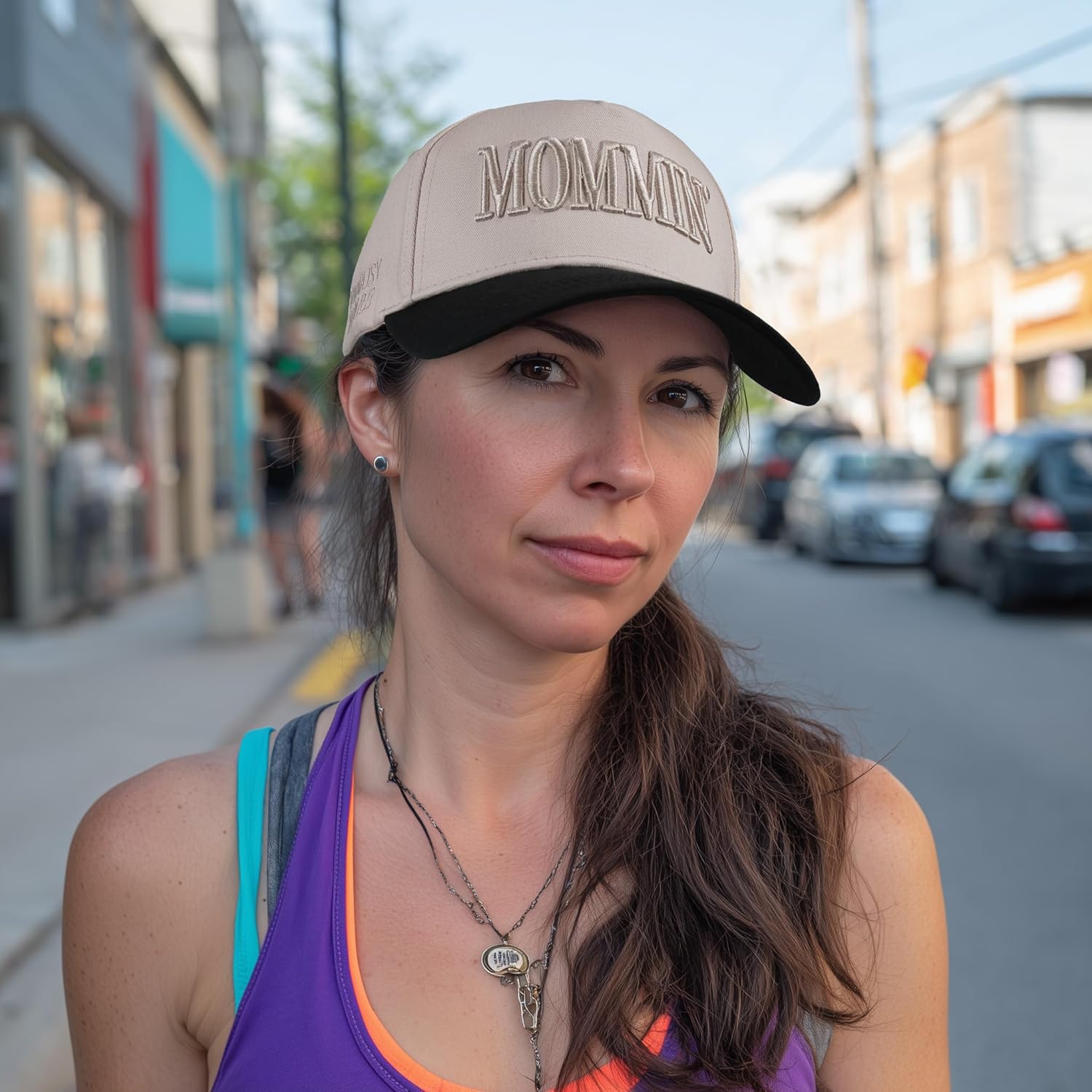 Mommin Trucker Hat for Women,Vintage Embroidered Baseball Cap,Mom Essentials Funny Gifts for Mothers Day - Image 3