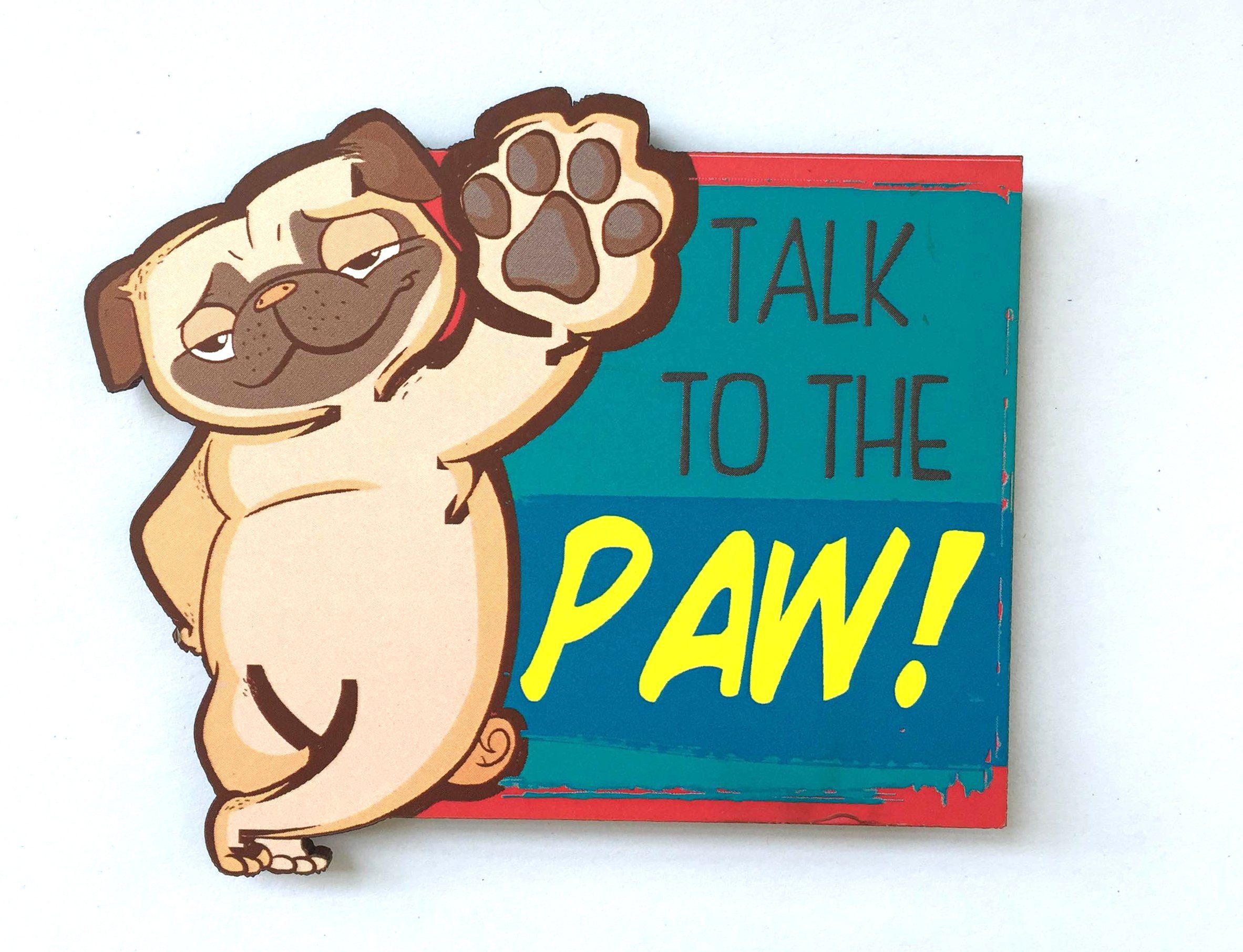 Home Blendz Quirky Multicolour Paw Pug Dog MDF Fridge Magnet