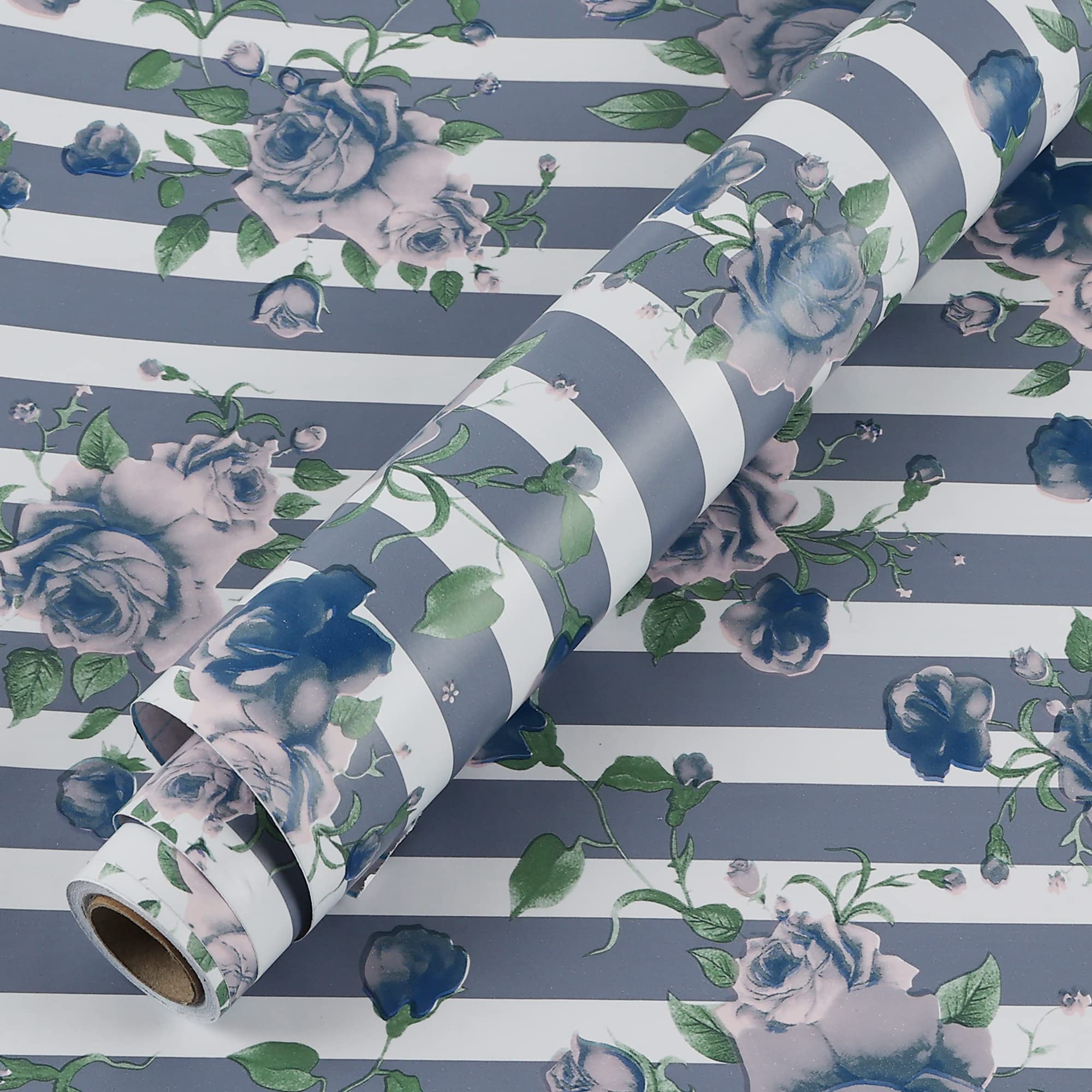 iSpace DIY Self Adhesive Printed Wallpaper (45 CM x 500 CM) (25 SFT) | Stylish Blue Floral Design Wall Stickers | Waterproof | Heat Resistant (Blue)