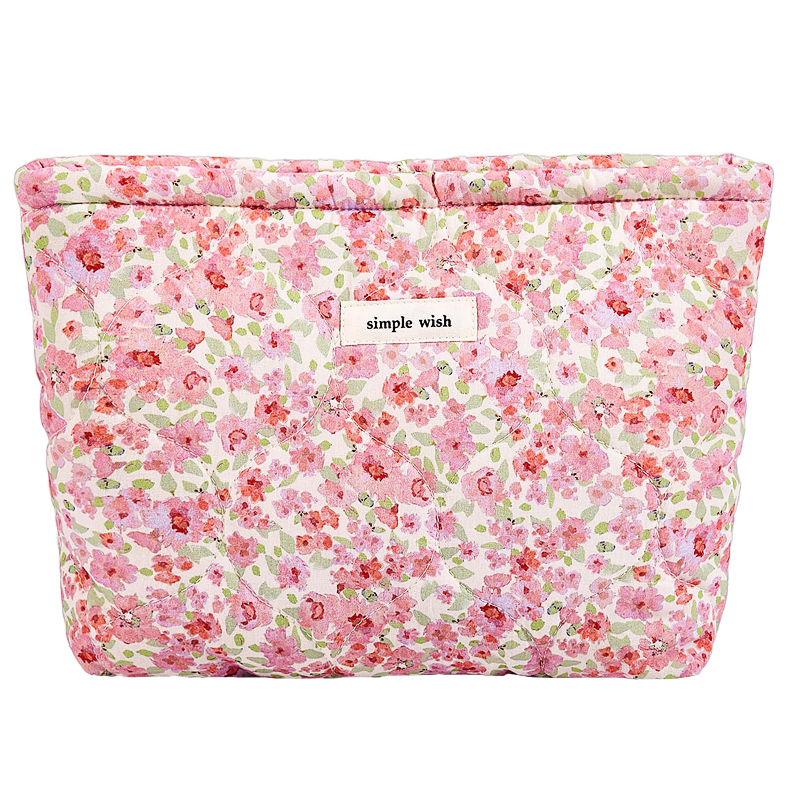 SminraFloral Makeup Bag Large Travel Cotton Quilted Cosmetic Makeup Bag Organizer, Cute Coquette Aesthetic Zipper Portable Pouch Purse Toiletry Bag accessories, ZH-02