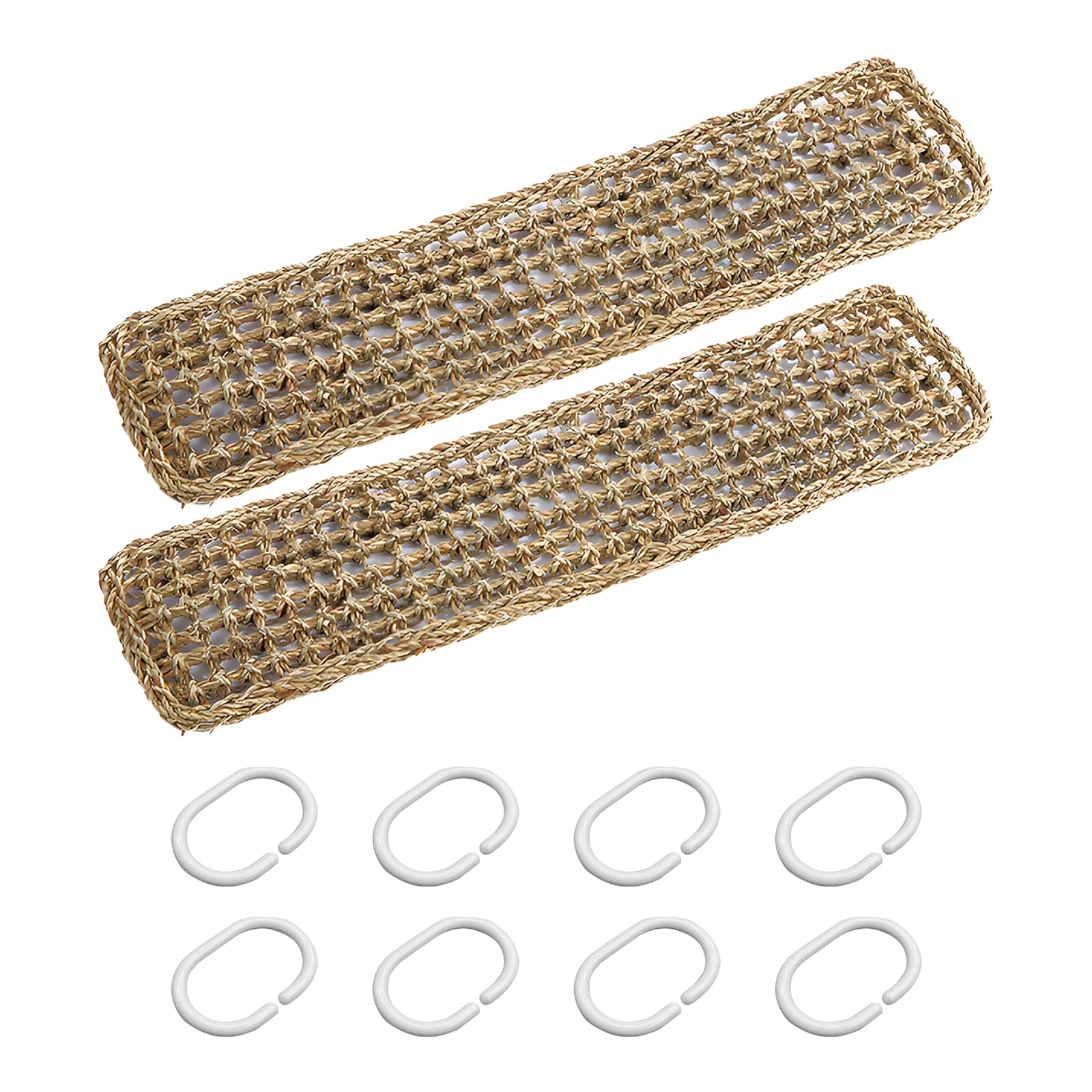 Seegras Hängematte 2 Stück 75 x 18 cm Seegrasmatte Vögel mit Haken, Seegras Hängematte für Nymphensittich, Hamster, Meerschweinchen, Ratten, Reptil Kletterseil-Leiter-Kauspielzeug