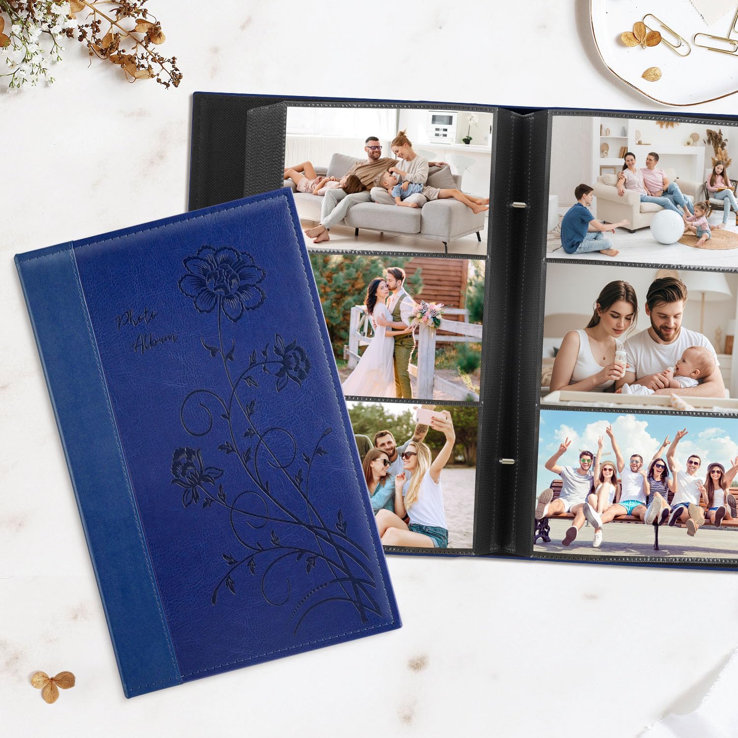 Artmag - Álbum De Fotos De Tela, 4 X 6, Gran Capacidad Para Bodas Aniversario Y Familia Album De Lino Con Capacidad Para 300 Fotos Horizontales