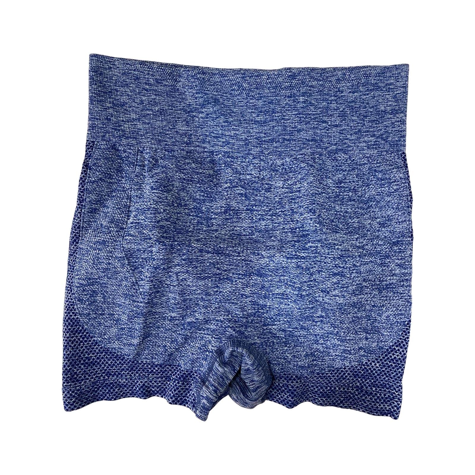 Women Pants Seamless Athletic Absorb Sweat Slimming Butt Lift Yoga Shorts Blue L XL-image-30