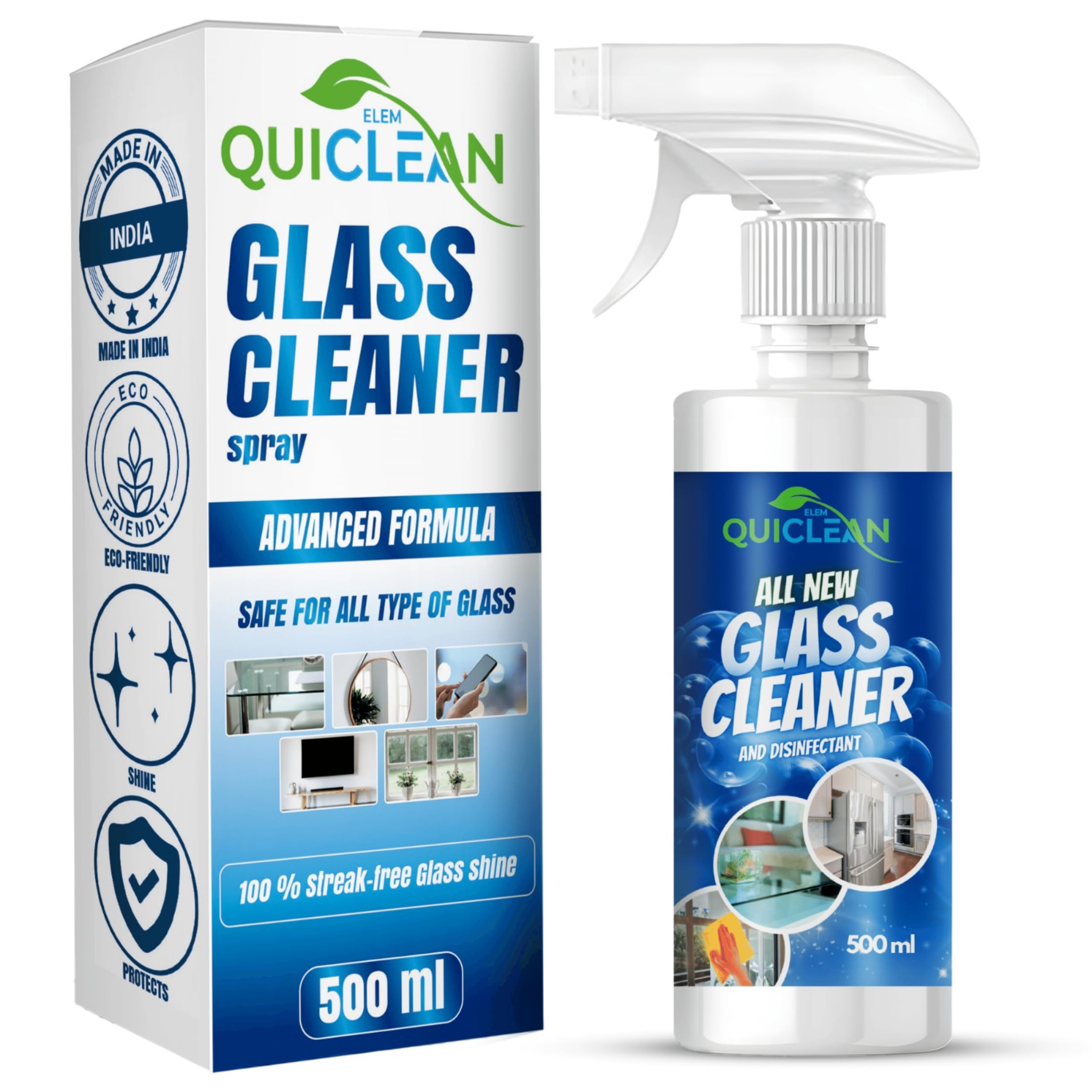 Quiclean Glass Cleaner Spray 500ML | Mirror Cleaning Liquid | Window Glass Cleaner | Car Glass Cleaner Liquid | Laptop Cleaning Liquid for TV & Mobile | Shower Glass Cleaner |Skin Friendly |Pack of 1 (B0D47G25HQ) Amazon Price History, Amazon Price Tracker