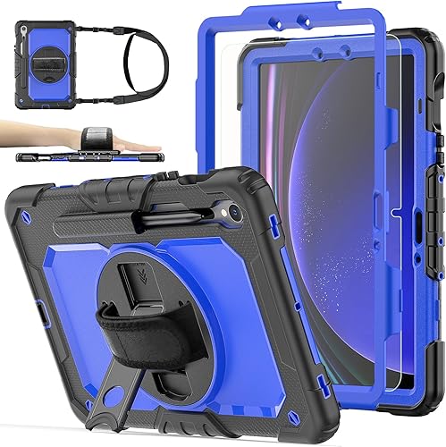 Funda para tablet Samsung Galaxy Tab S9 FES9 de 10.911 pulgadas 2023 con protector de pantalla de vidrio templado, cubierta protectora de cuerpo