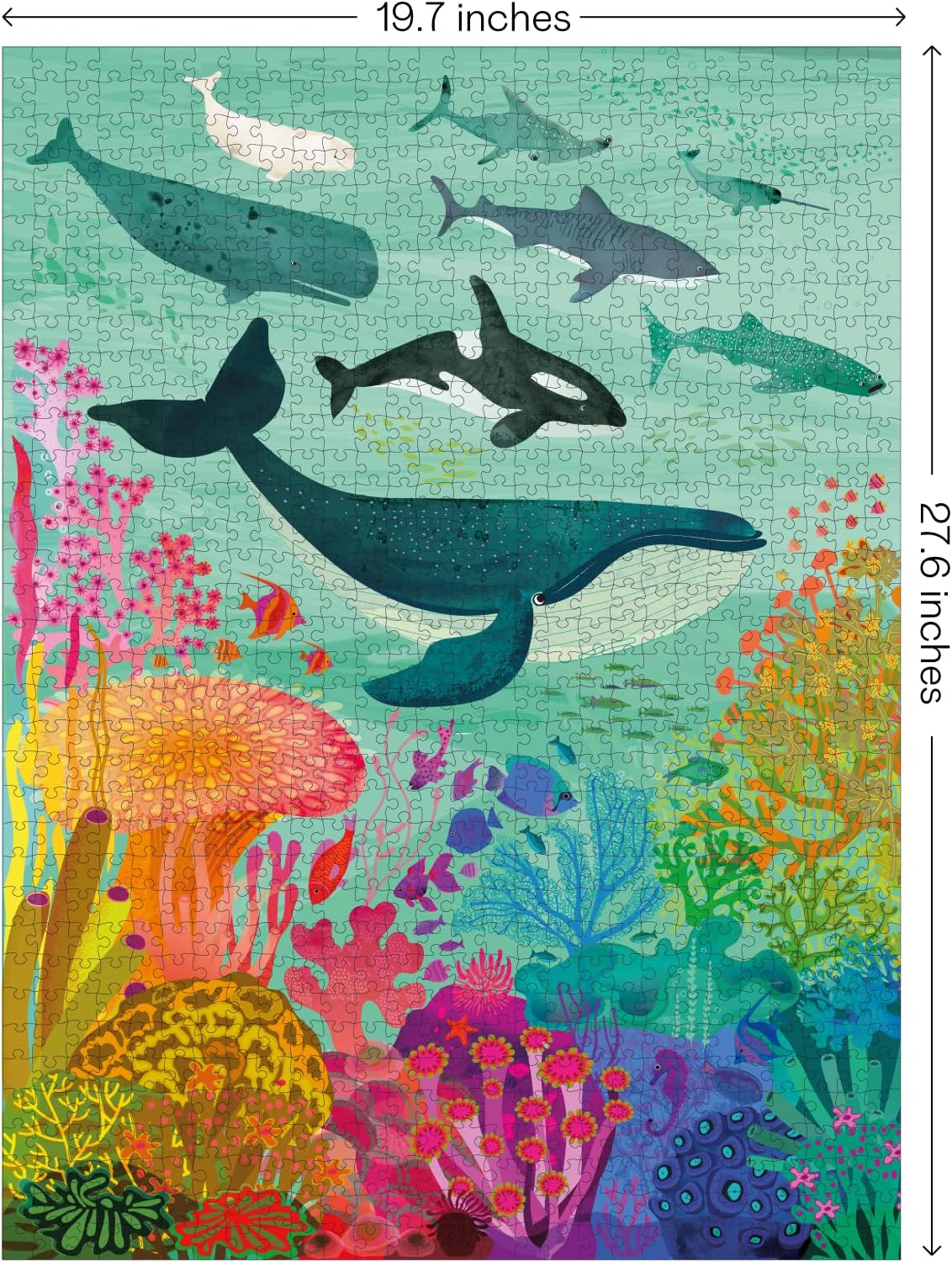 Elena Essex Puzzles for Adults 1000 Pieces - Ocean Deep | Jigsaw Puzzles 1000 Pieces for Adults | Colorful Cool Whale Shark Coral Reef Puzzle | jigsaws Size 20 x 28 inches
