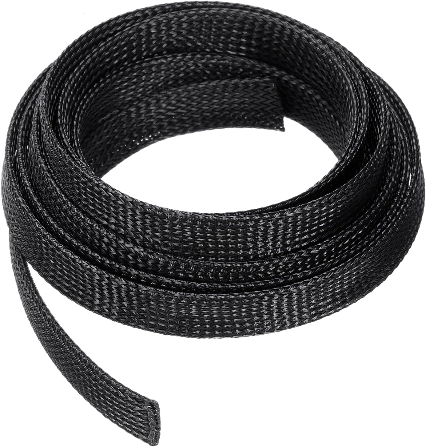 REES52 2 Meter - 25mmExpandable Braided Cable Sleeve, PET Cable Management Wire Sleeving Cord Protector, Wire Wrap Loom Tube for TV Computer Audio, Office Home Devices, Black