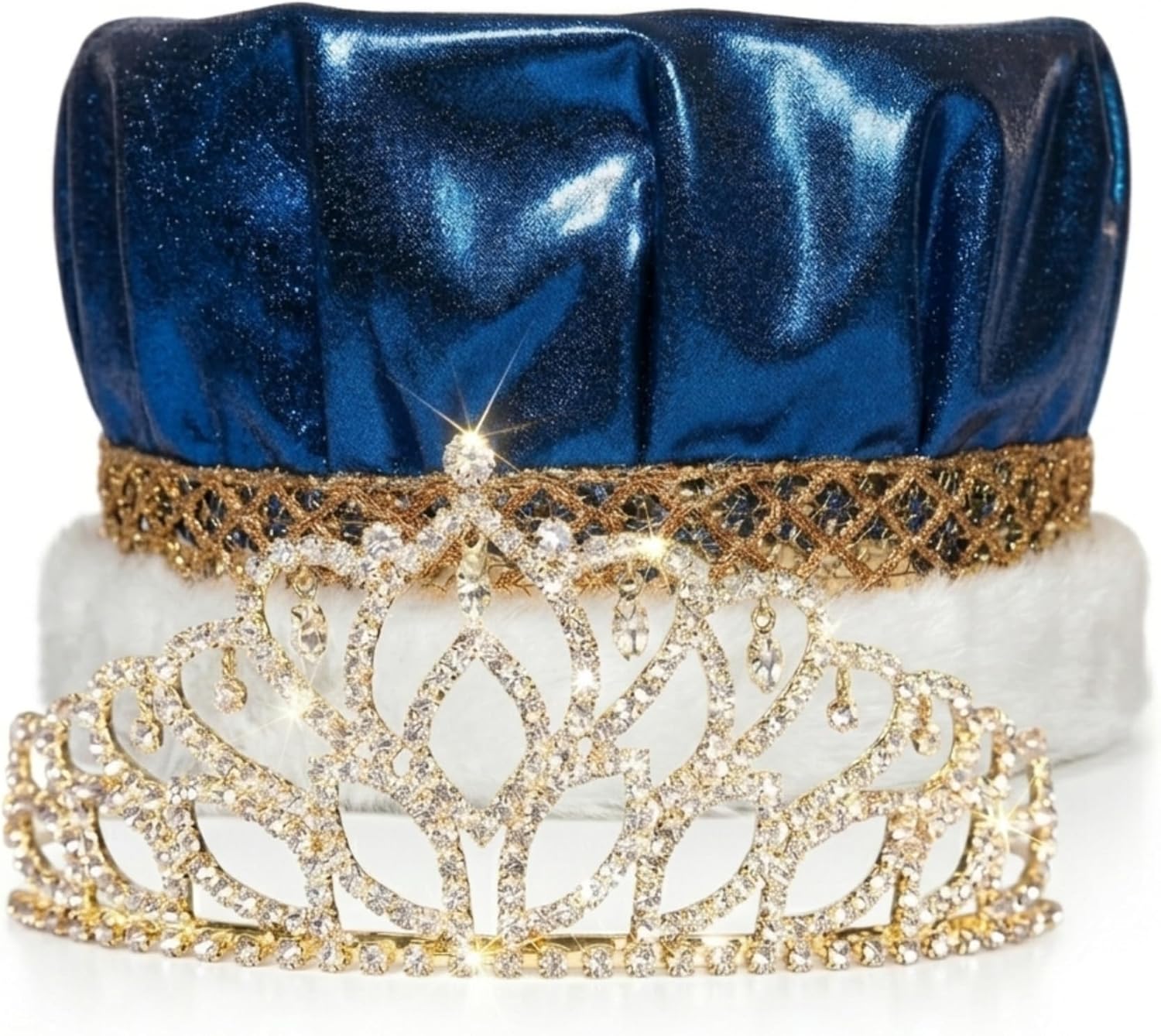 Anderson's Gold Metallic Crown and Gold Mirabella Queen Tiara Royalty Set