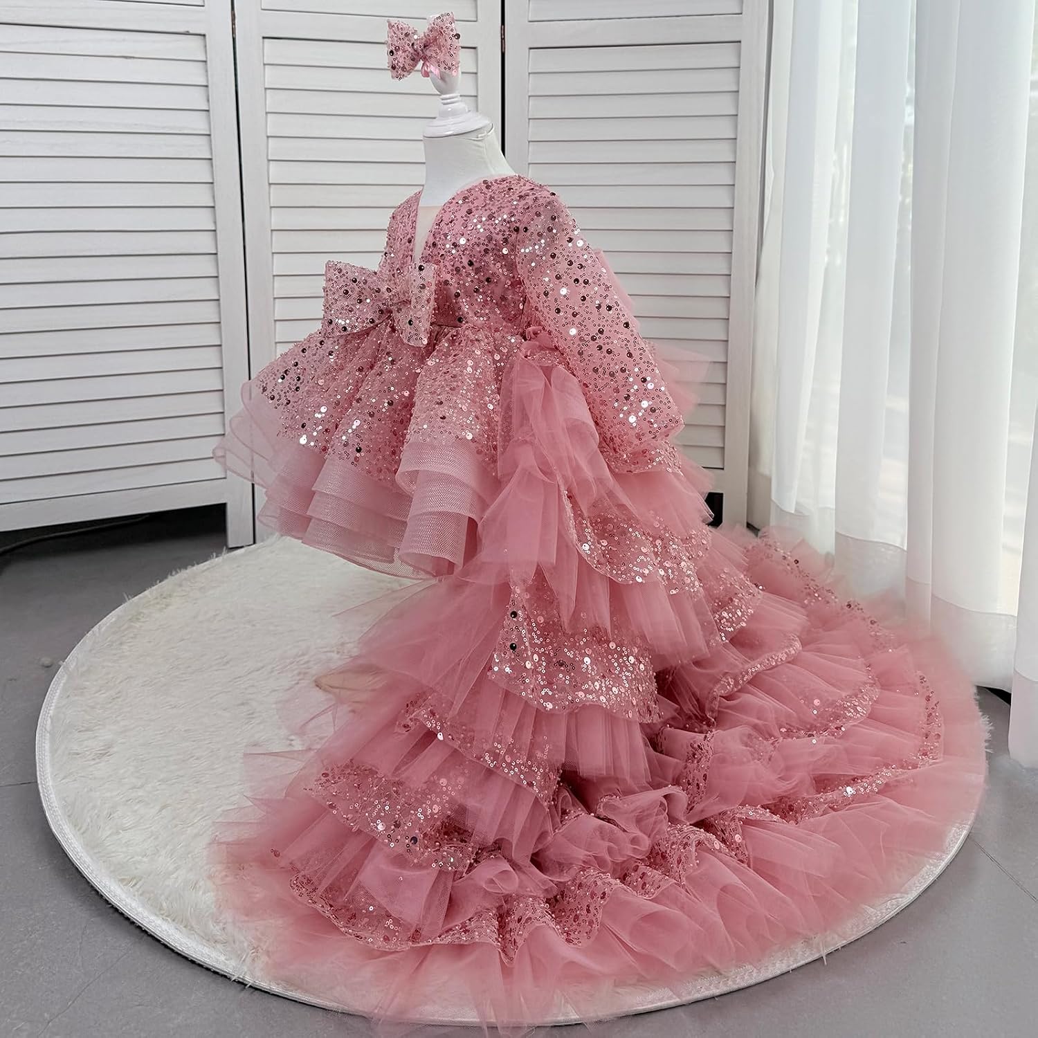Girls' Dresses Flying Sleeve Puffy Princess Dresses Flower Girl Wedding Birthday Party Dresses
