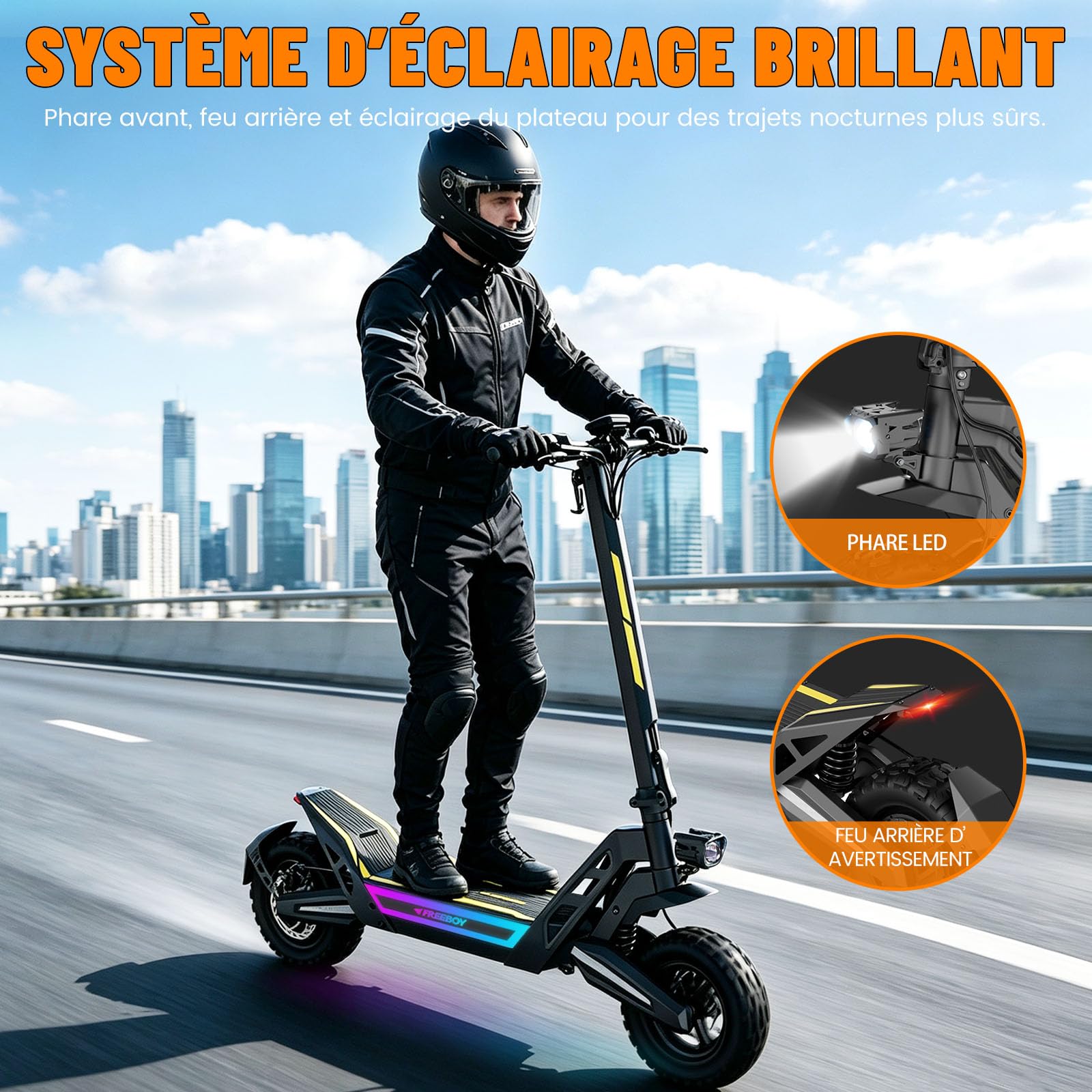 Trottinette Électrique Adulte 1200W - 11" Tout Terrain Trotinette Electrique Pliable Autonomie 55KM,Batterie 48V 18.2Ah Escooter Double Suspension Double Frein Scooter Charge 120kg