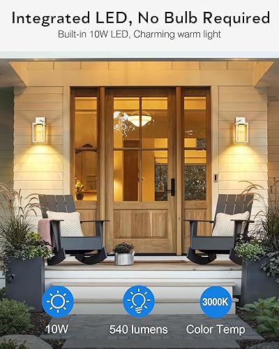 Miniatura 61 de VIANIS Accesorios de iluminación exterior negros para montaje de pared para casa, paquete de 2 luces de porche al aire libre del atardecer al