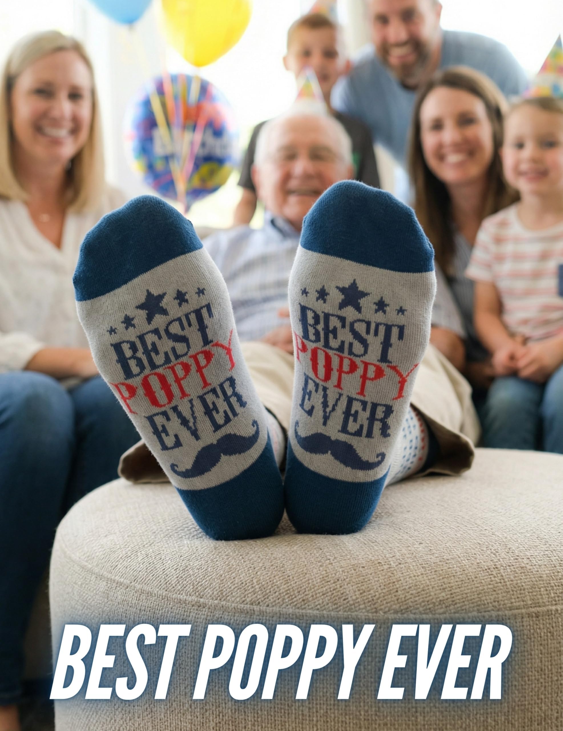 InnoBeta Fathers Day Poppy Gifts Socks, Poppy Gifts for Grandpa, One Size Crew Socks
