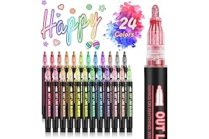 24-Color Dual Outline Metallic Marker Pens for Kids & Adults - Double...