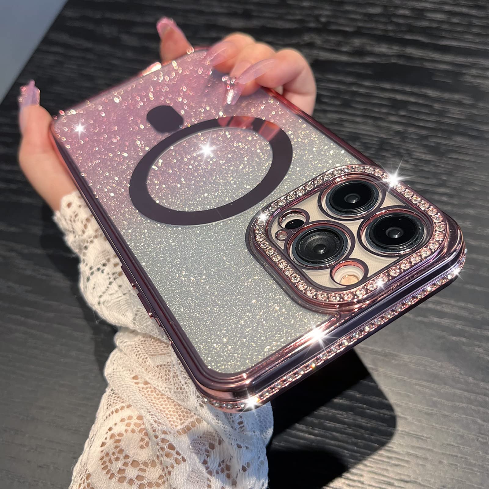 KANGHAR iPhone 13 Pro Max Magnetic Gradient Glitter Case with MagSafe ...
