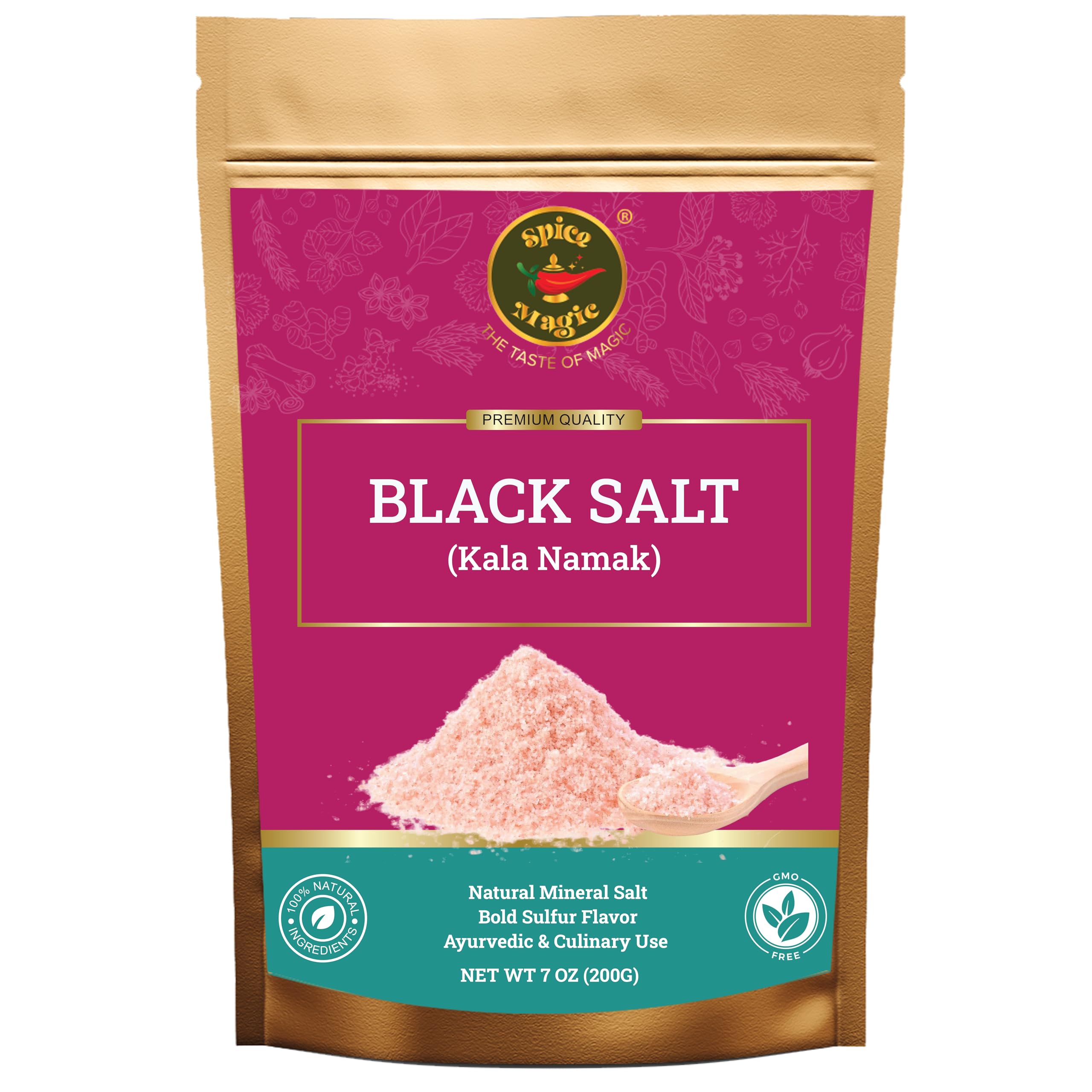 Spice Magic Black Salt (Kala Namak) – Authentic Indian Mineral Salt | Unique Tangy, Egg-Like Flavor Seasoning for Tofu Scramble, Chaats, Curries &