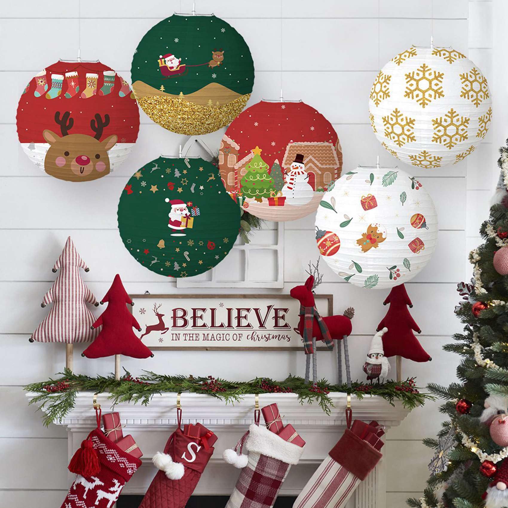 30 Lanterne di Carta per Decorazioni Natalizie, Lanterne di Carta Cinesi da Appendere Rotonde per La Tua Casa Decorazioni per Feste All'Aperto
