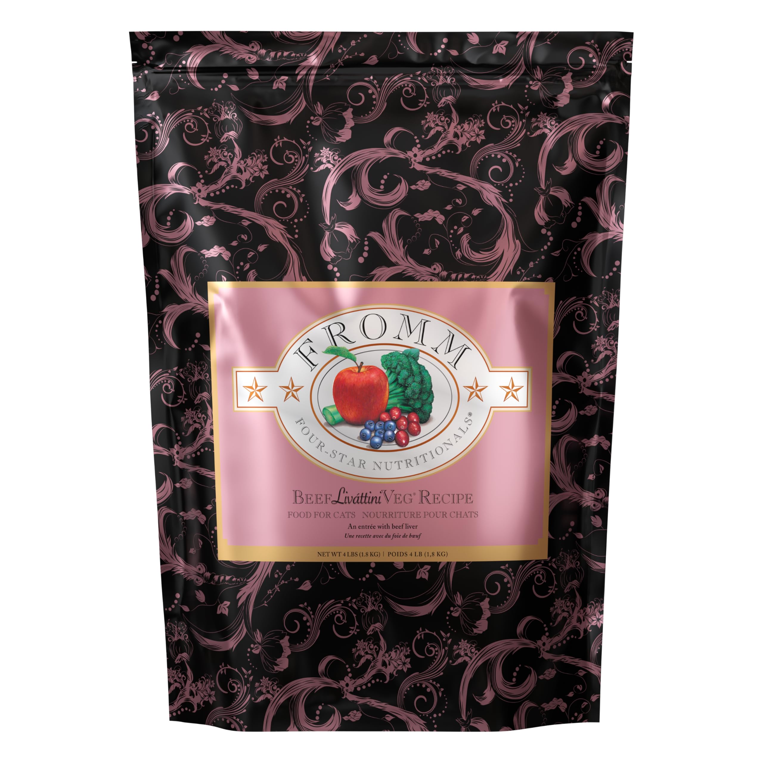 Fromm Four-Star Beef Livattini Veg Dry Cat Food - Beef Recipe - 4 lb