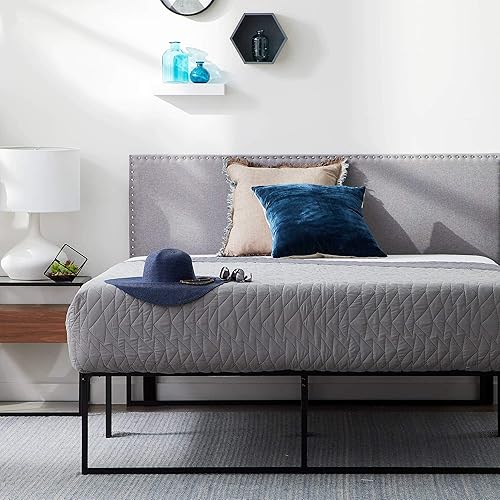 Lucid - Cabecera con cabezas de clavo, se fija a la base de cama o en la pared, cabecera tapizada de altura media, tamaño individualindividual XL,