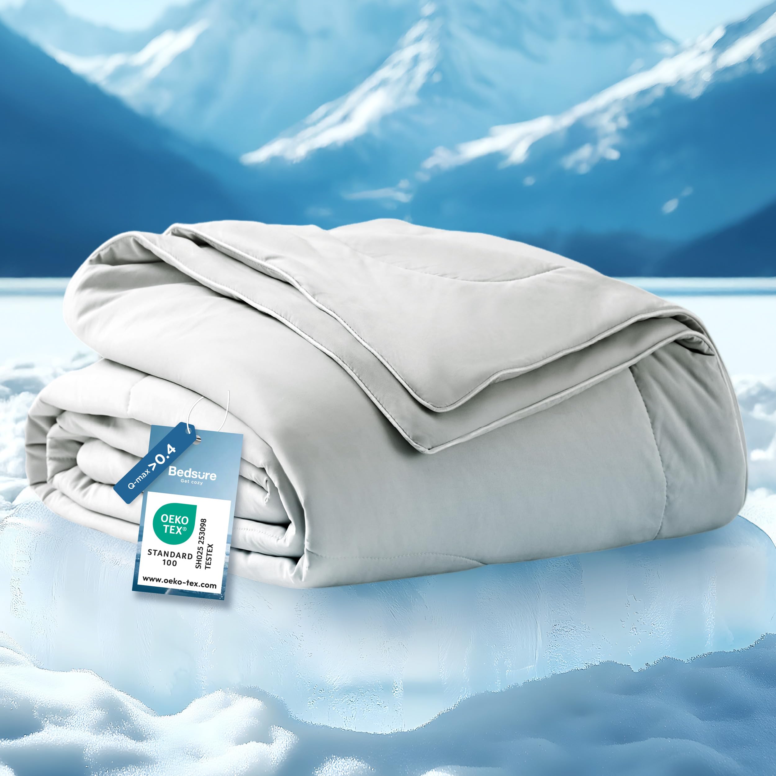 BEDSURE Kühldecke Kühlende Decke für Sommer - Leichte Sommerdecke mit Arc-Chill Kühlfasern Q-Max>0,4 für Heißschläfer und Nachtschweiß, Cooling Blanket Kuscheldecke für Bettdecke, 220x240 cm, Grau