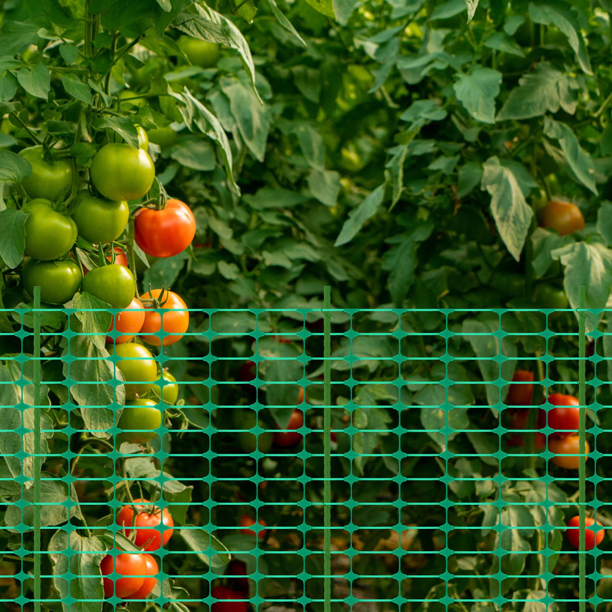 FIVMEN Begrenzungszaun 100cm Hoch Hühnerzaun Weidezaun Hundezaun inkl. 30 Pfähle und 100 Bindebänder Kunststoff Steckzaun Gartenzaun Mobiler Zaun, 30m