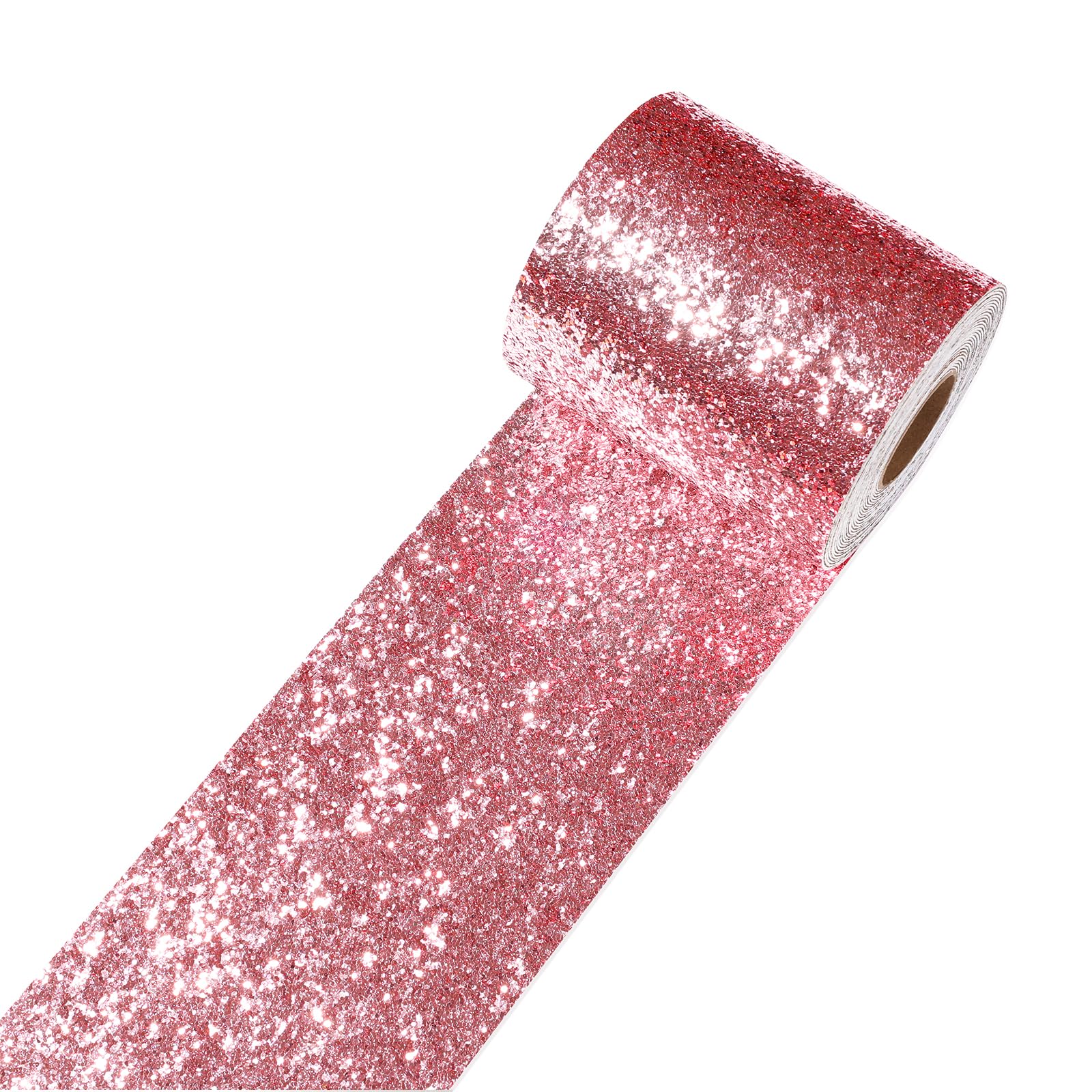 Decotalk Pink Glitter Wallpaper Border Peel and Stick 10X600cm Glitter Wallpaper Border for Walls Removable Pink Wall Vinyl Sparkle Contact Paper Chunky Sequins Sparkle Wall Paper for Party Decorative