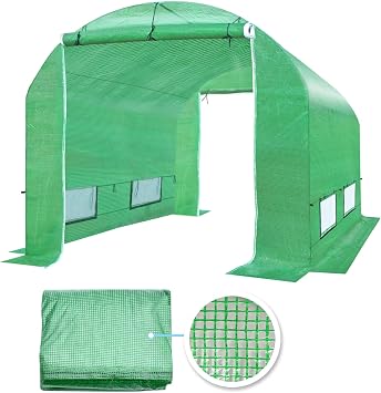 YardGrow 2-Doors Replacement Greenhouse Cover for Larger Walk in Outdoor Yard Plant Gardening Hot House, Cover ONLY 10x7x6, Green