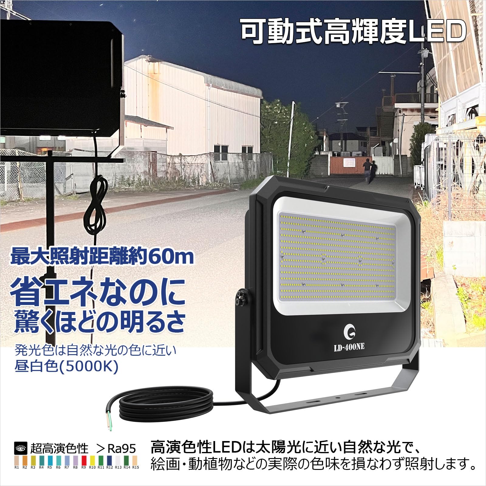 Amazon.co.jp: GOODGOODS LED投光器 400W セット 三脚スタンド 屋外 