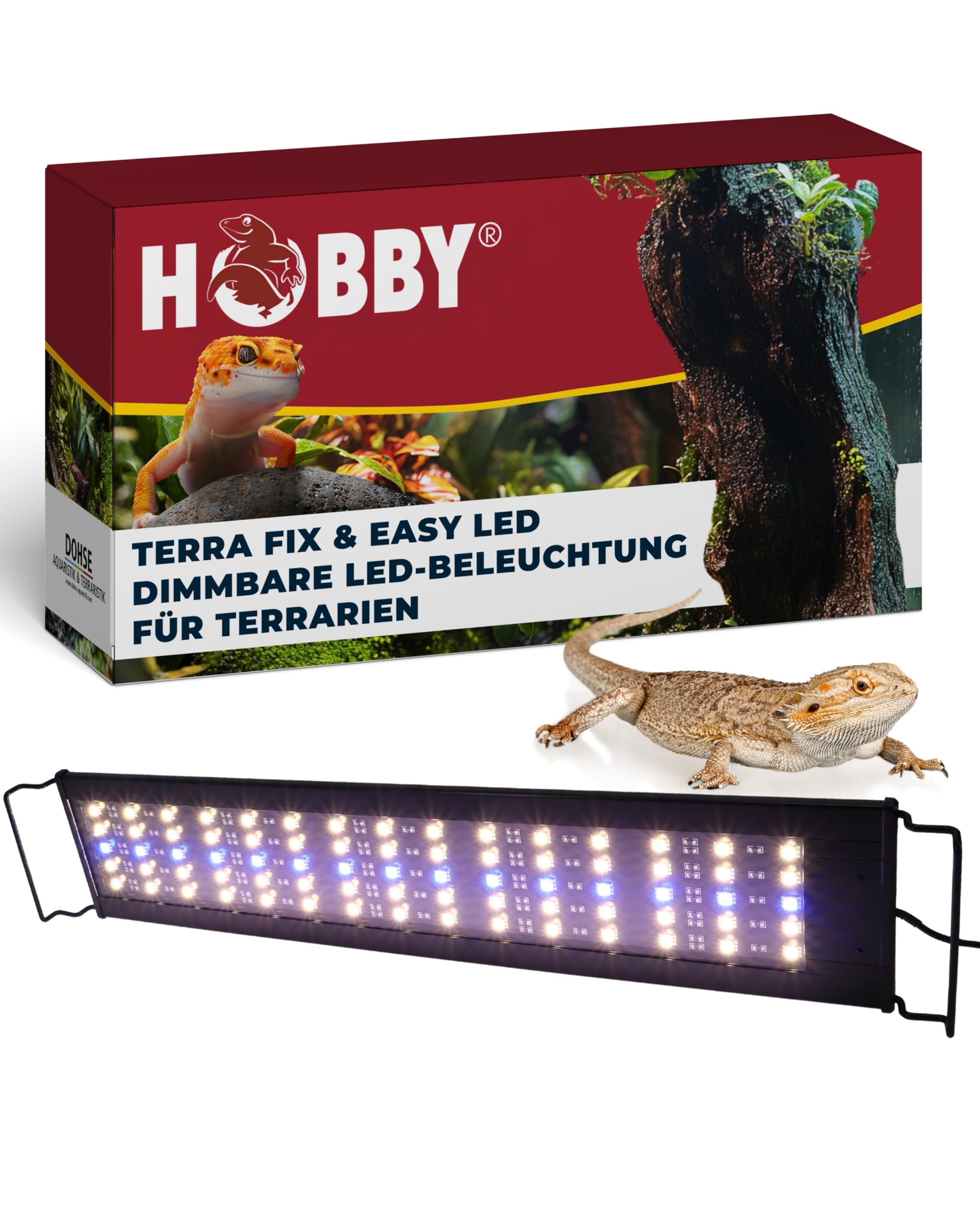 HOBBY Terraristik Terra Fix & Easy LED I dimmbare LED-Beleuchtung für Terrarien I Terrarium Lampe mit einstellbarer Farbtemperatur I Terrarienbeleuchtung für Reptilien, Amphibien und Pflanzen