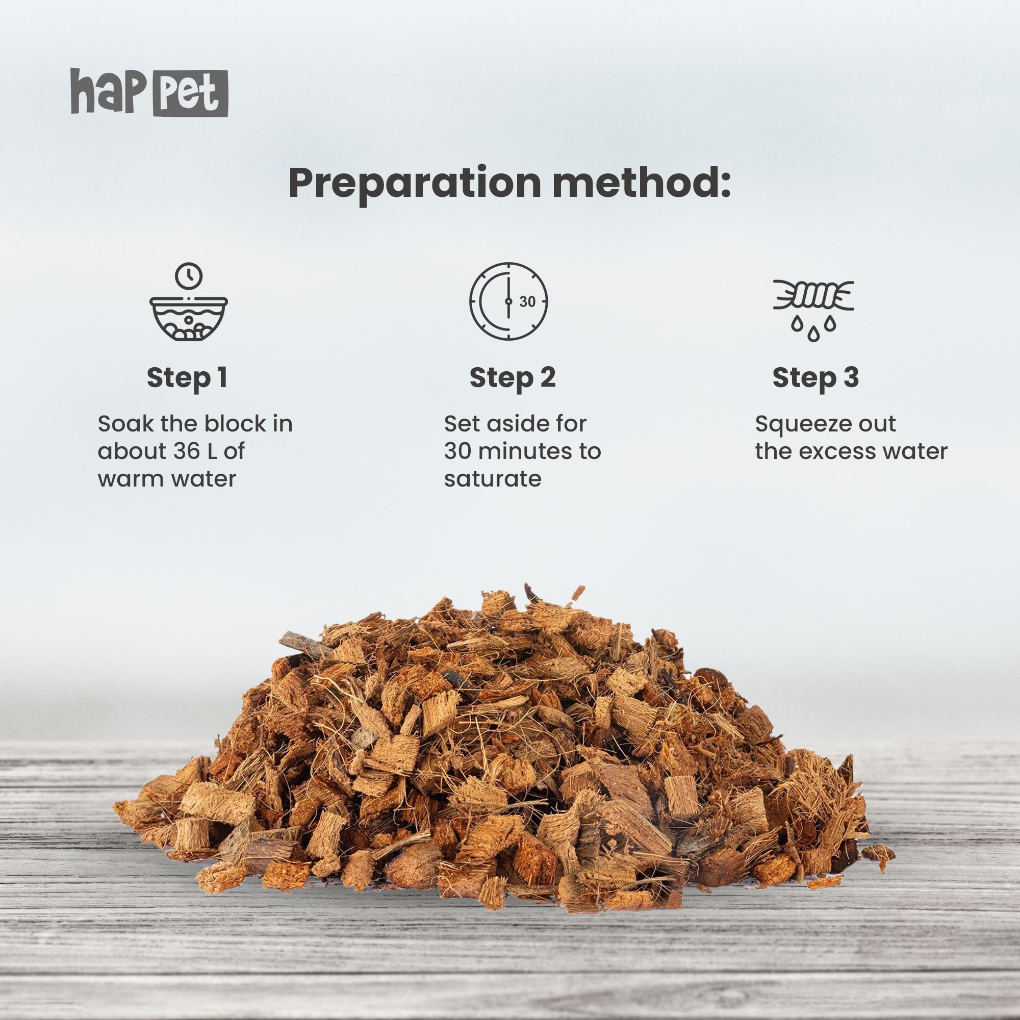 HAPPET Substrat en croustilles de noix de coco 4,5 kg pour reptiles amphibiens plantes tropicales