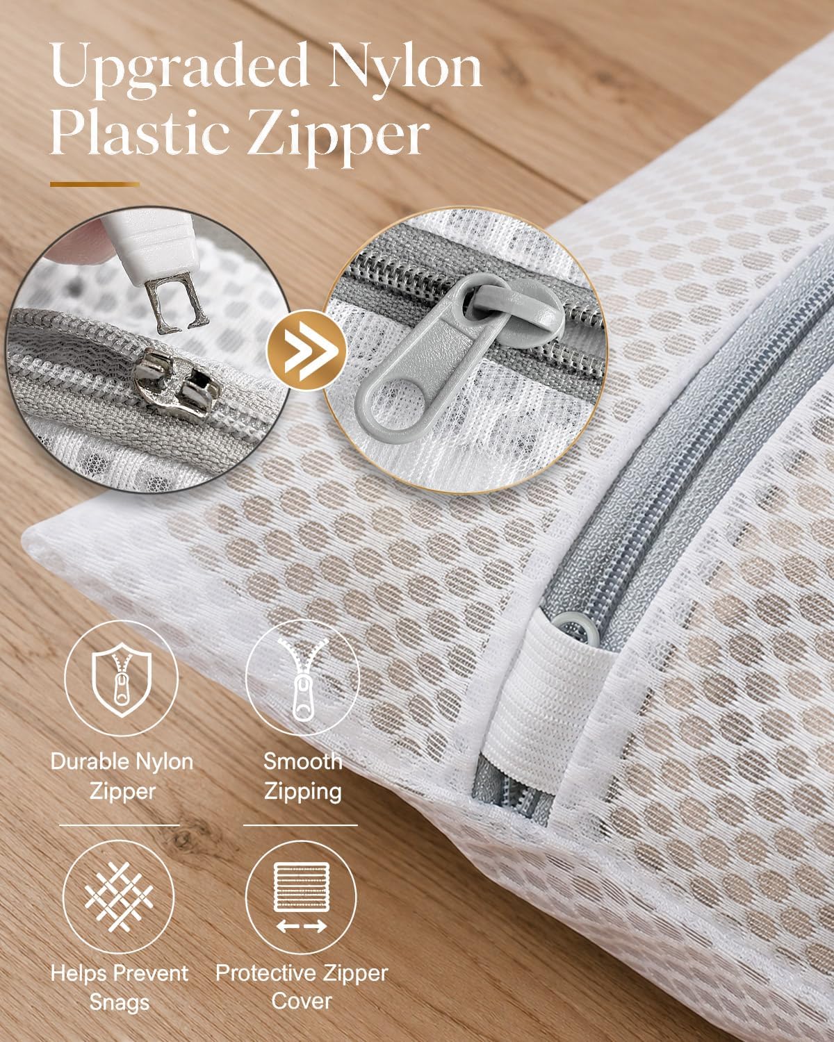 4 Pack Zipper Mesh Laundry Bags for Delicates, 2 Large 2 XL