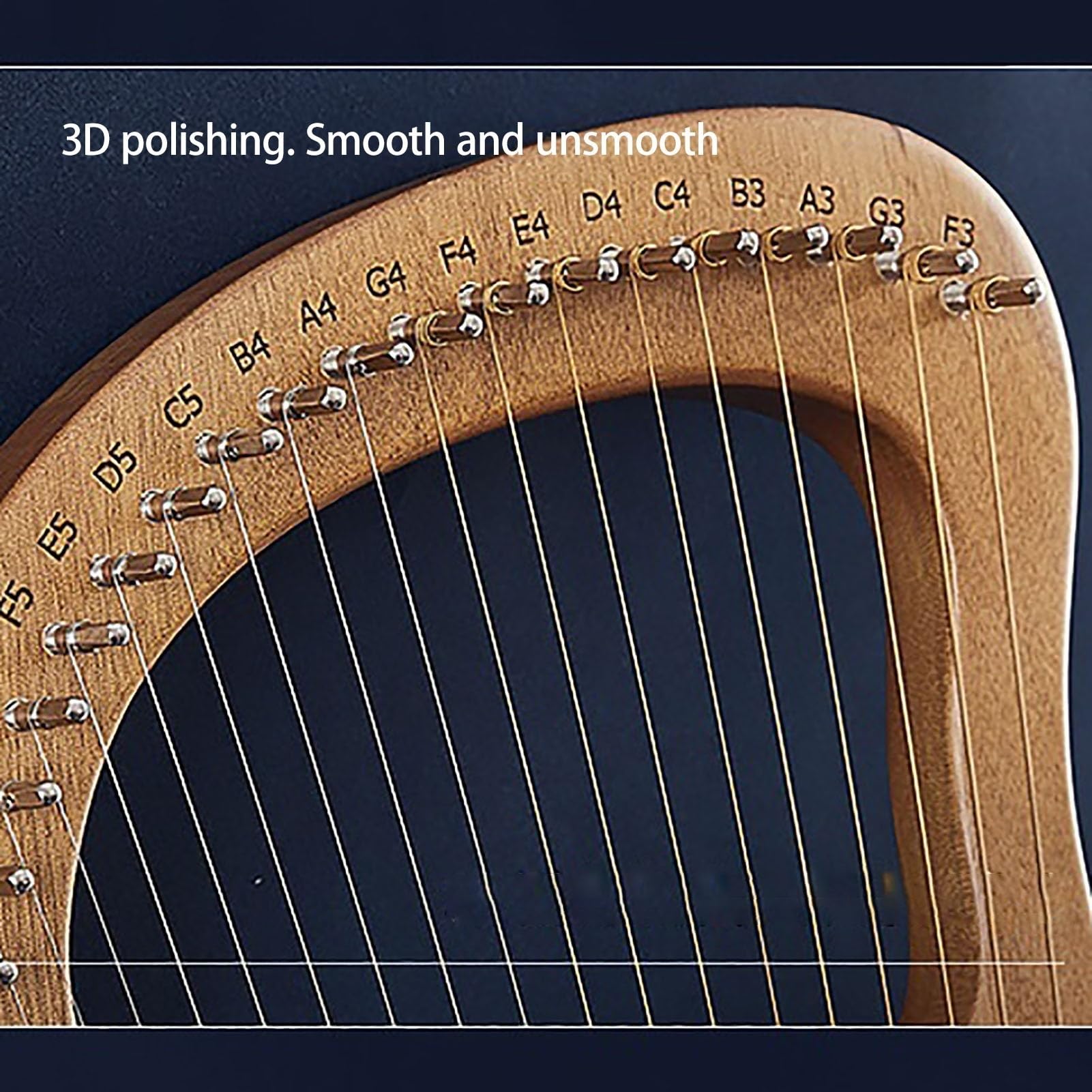 Arpa De Lira, 19, 21, 24, 32 Cuerdas Caoba Lyre Harp Portátil Profesional Instrumento De Cuerda Con Llave De Afinación, Cuerda De Repuesto, Púa Y Manual(19 strings)